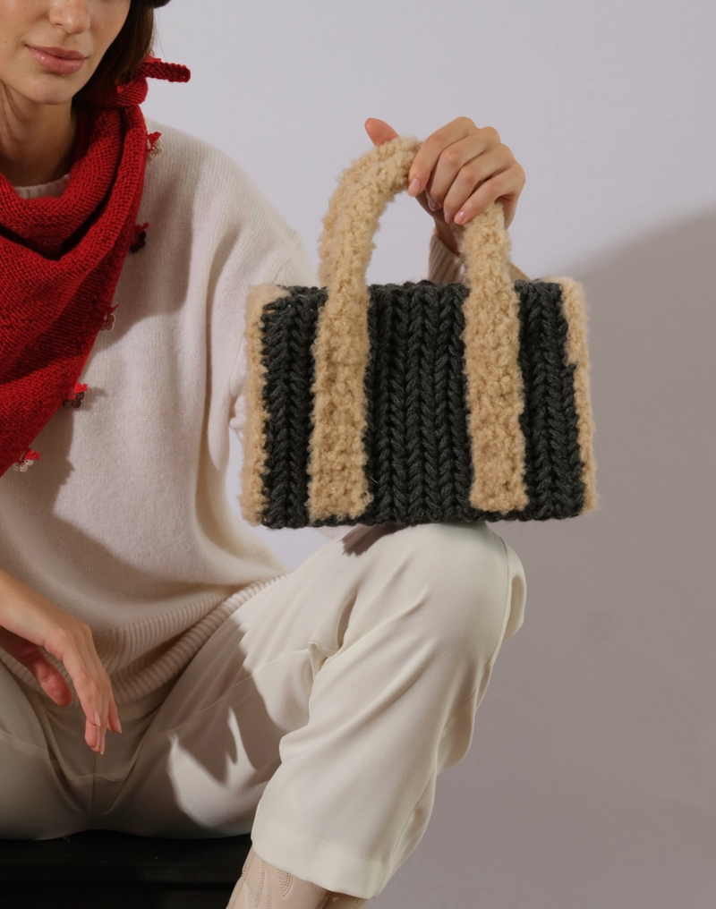 Gri Teddy Mini Tote Çanta