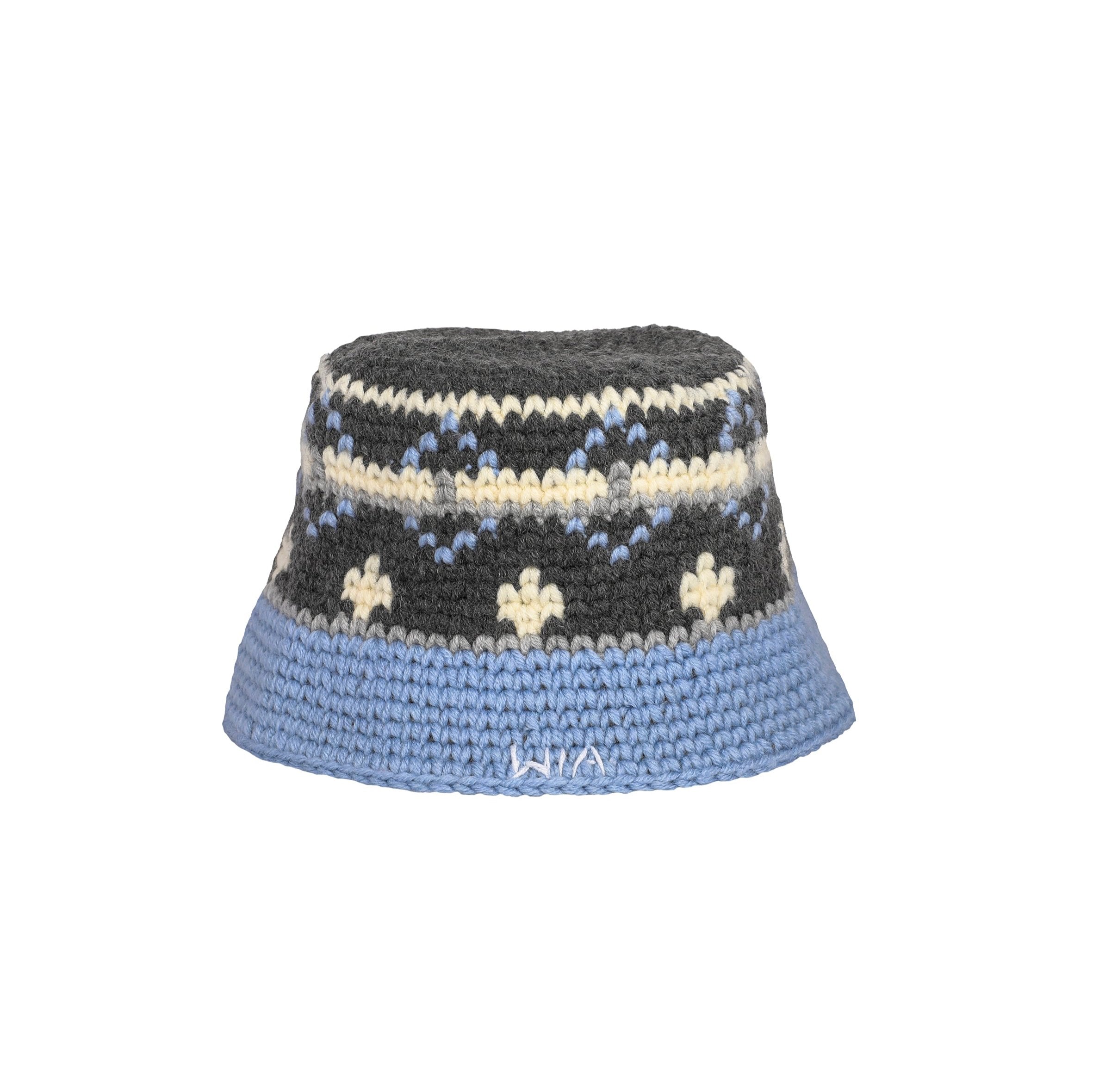Baby Blue and Grey Wool Bucket Hat