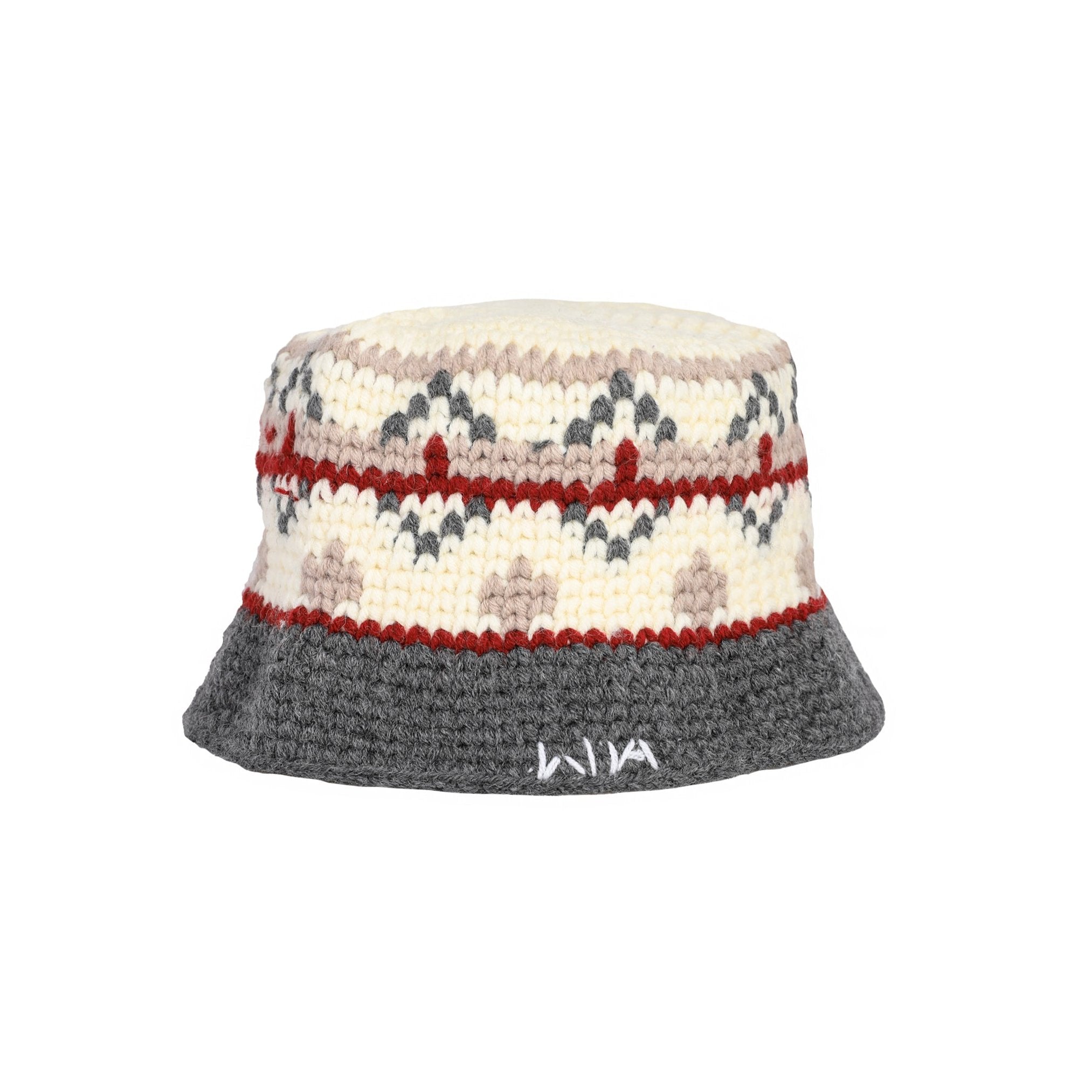 Dark Red & Grey Wool Bucket Hat