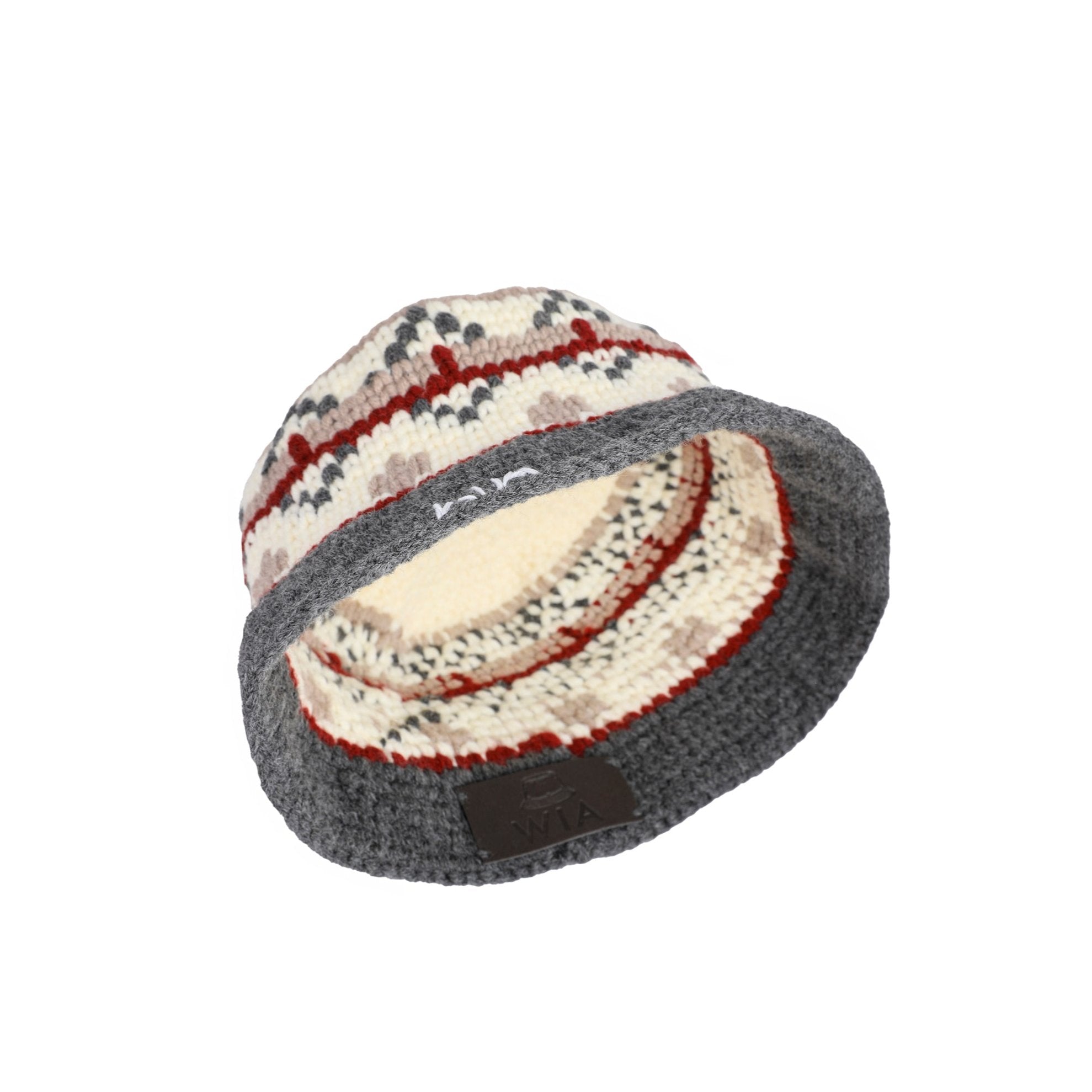 Dark Red & Grey Wool Bucket Hat