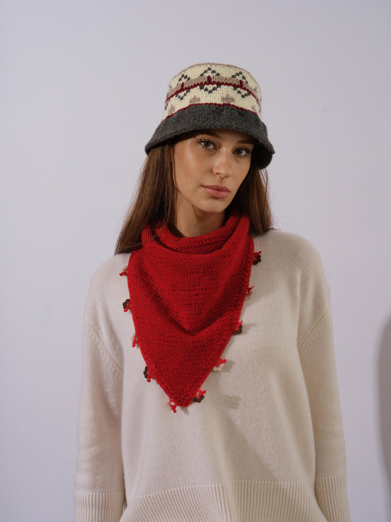 Kırmızı Küçük İşlemeli Bandana