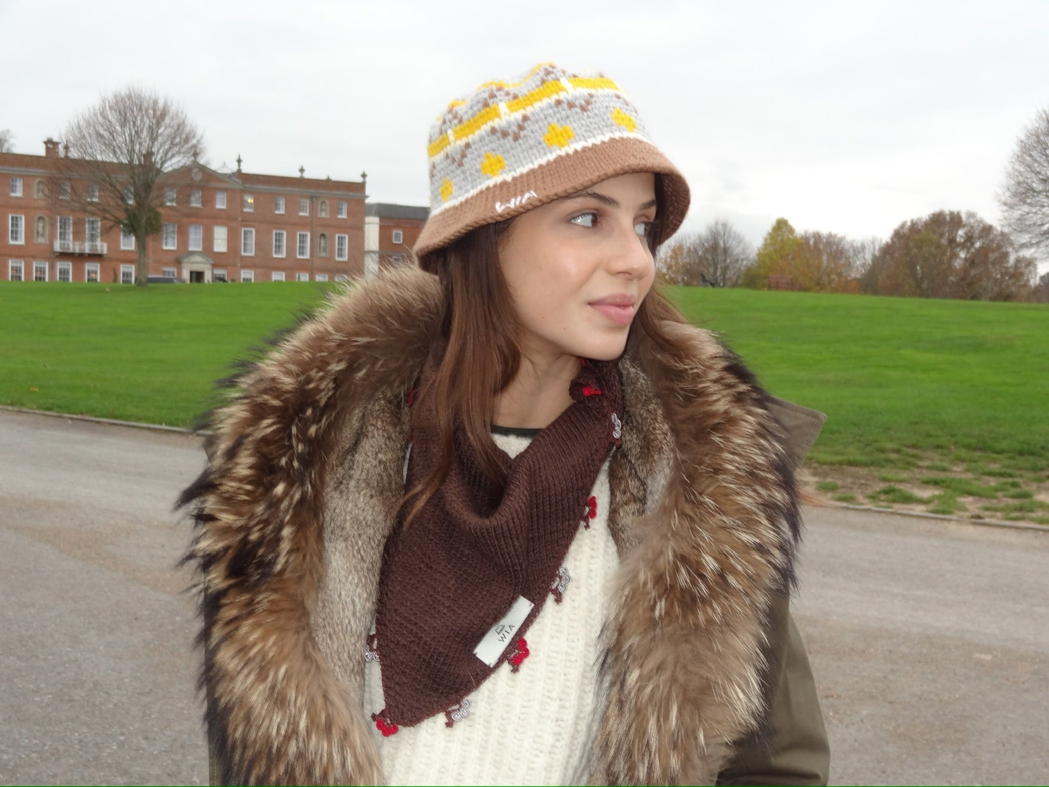 Yellow & Brown Wool Bucket Hat
