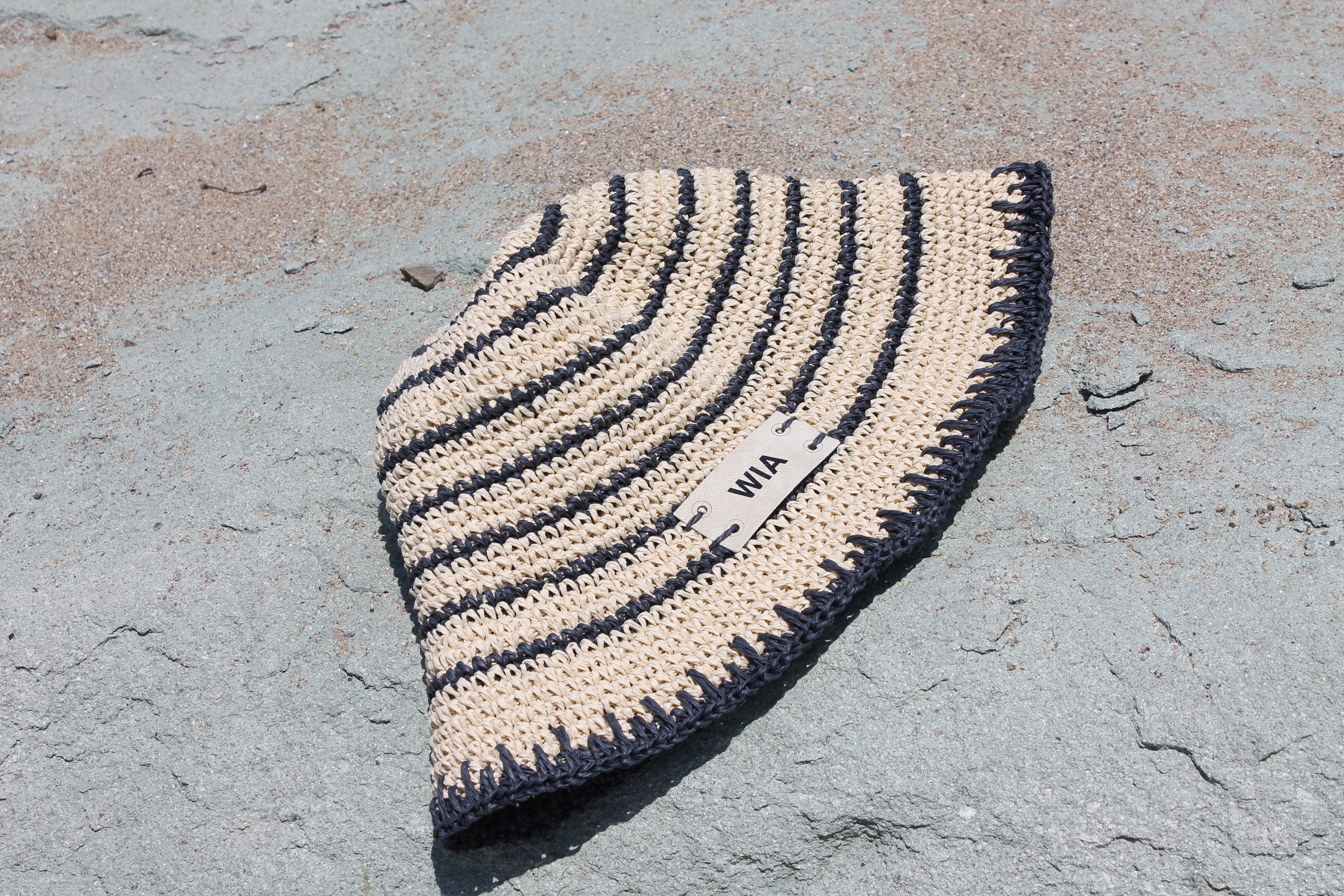 Striped Bucket Hat in Navy
