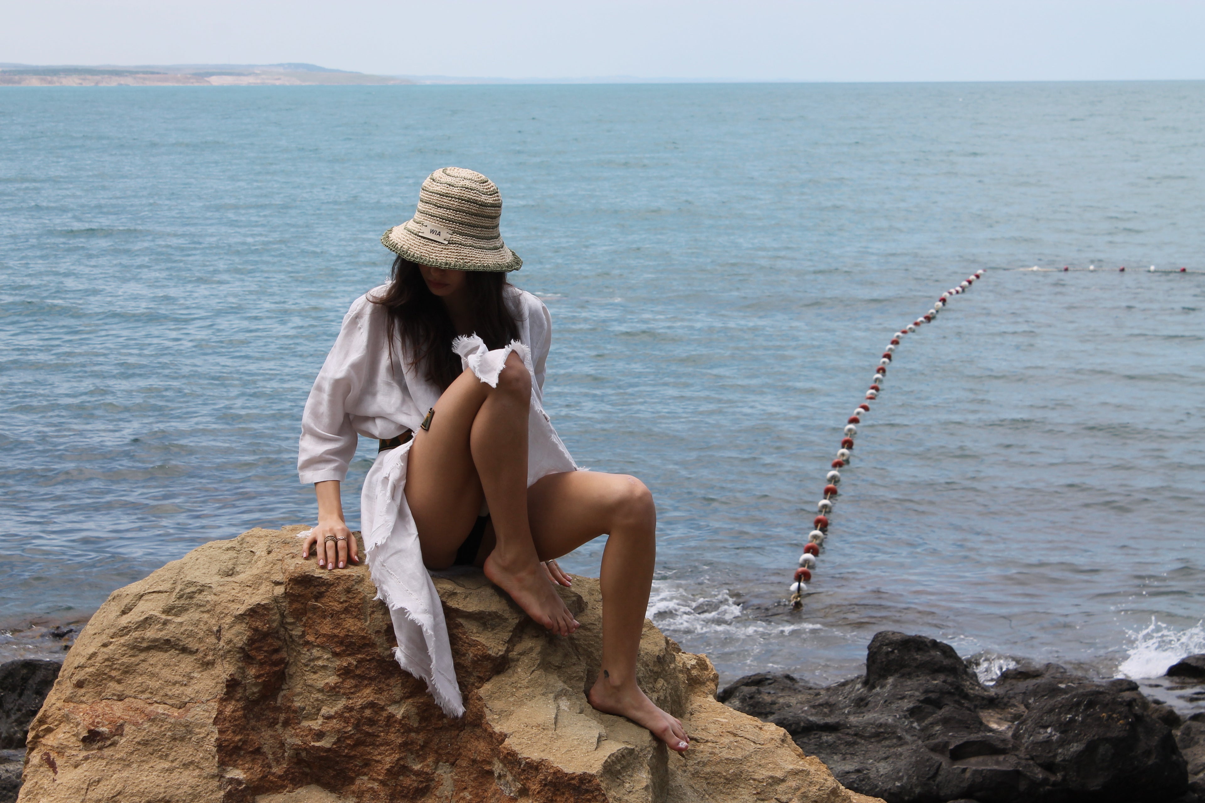 Striped Bucket Hat in Army Green