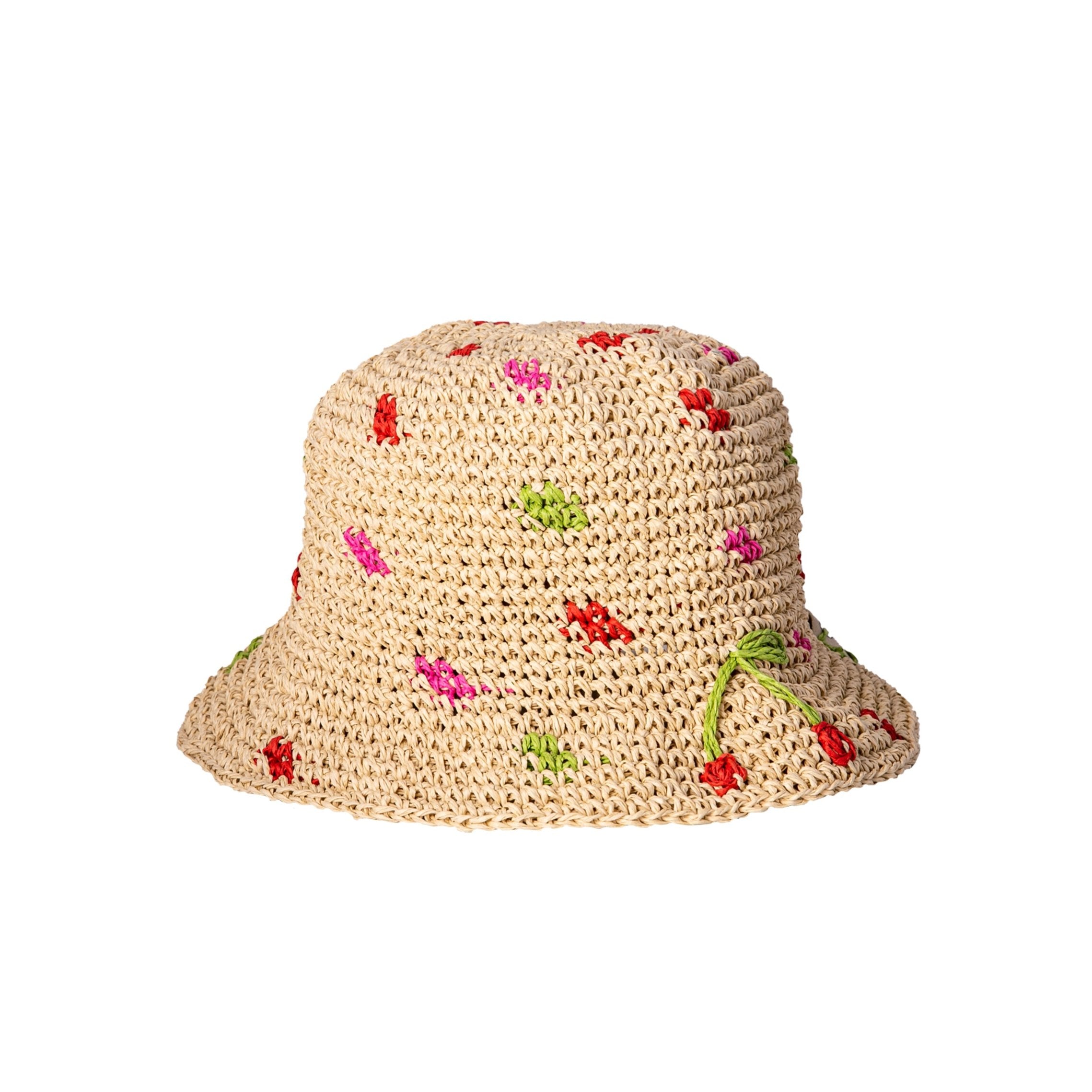 Cherry Straw Bucket Hat