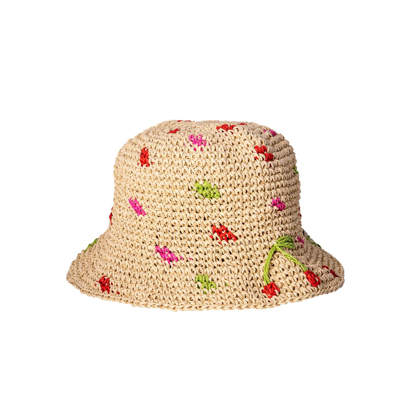 Cherry Straw Bucket Hat