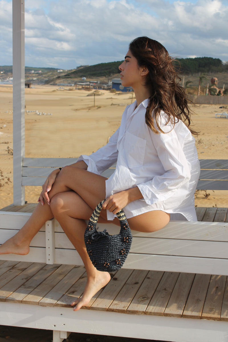 Beaded Boho Bag Navy