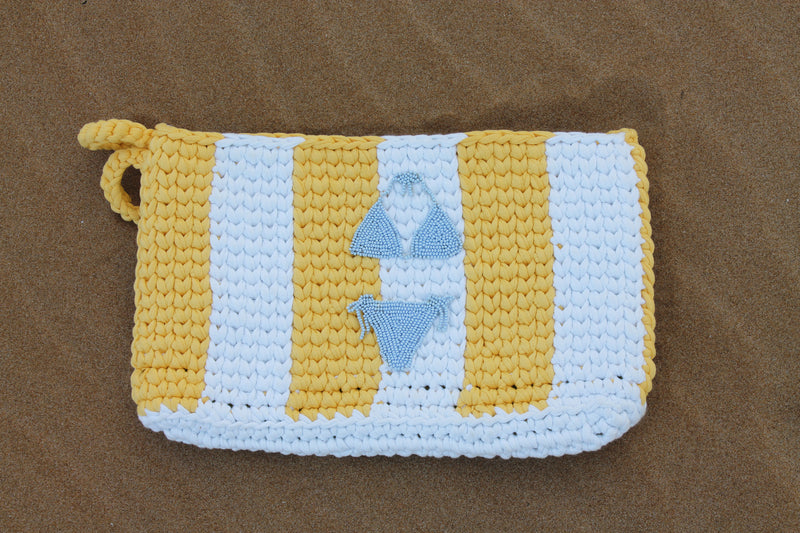 Striped Bikini Clutch Yellow