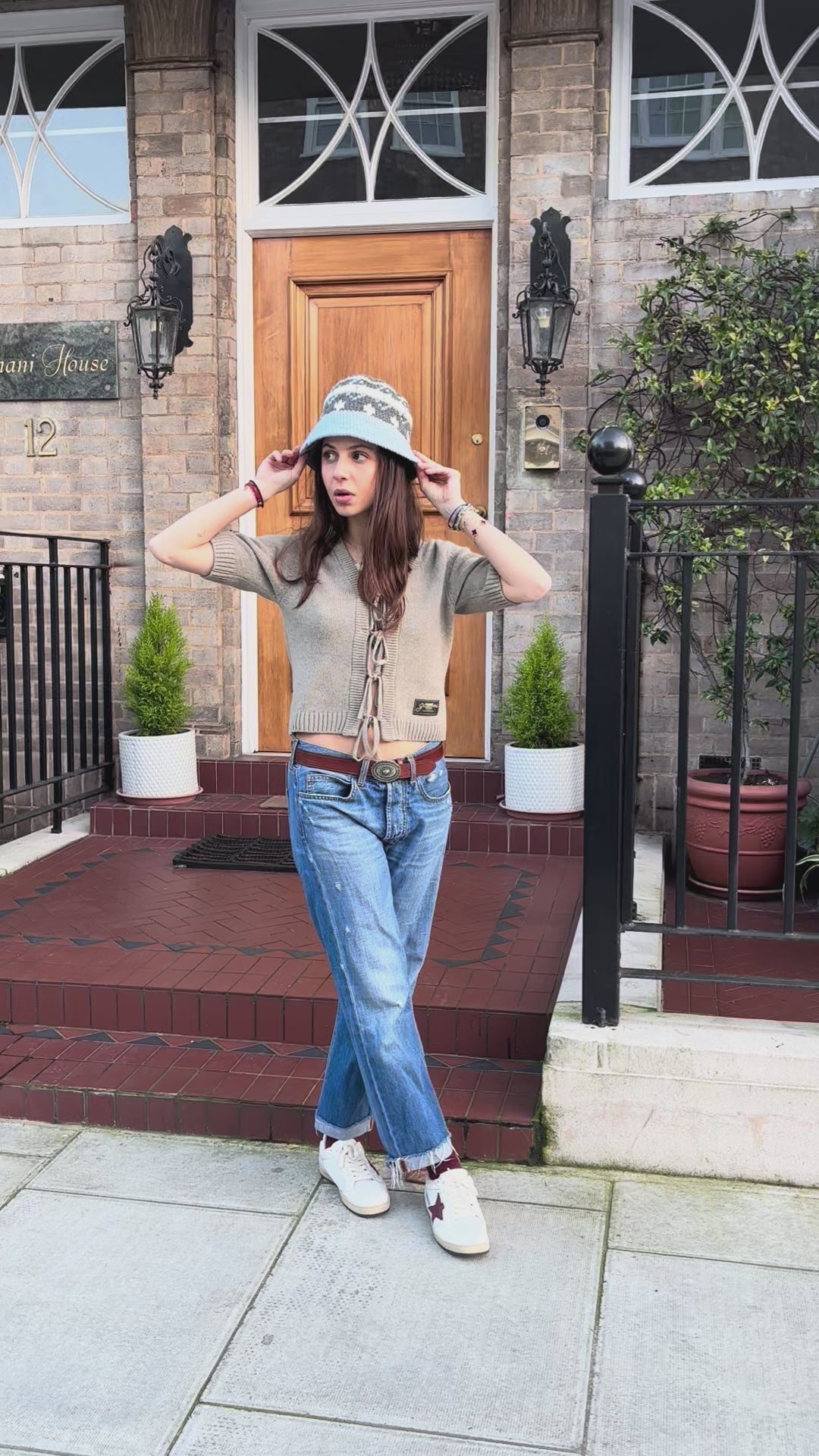 Baby Blue and Grey Wool Bucket Hat