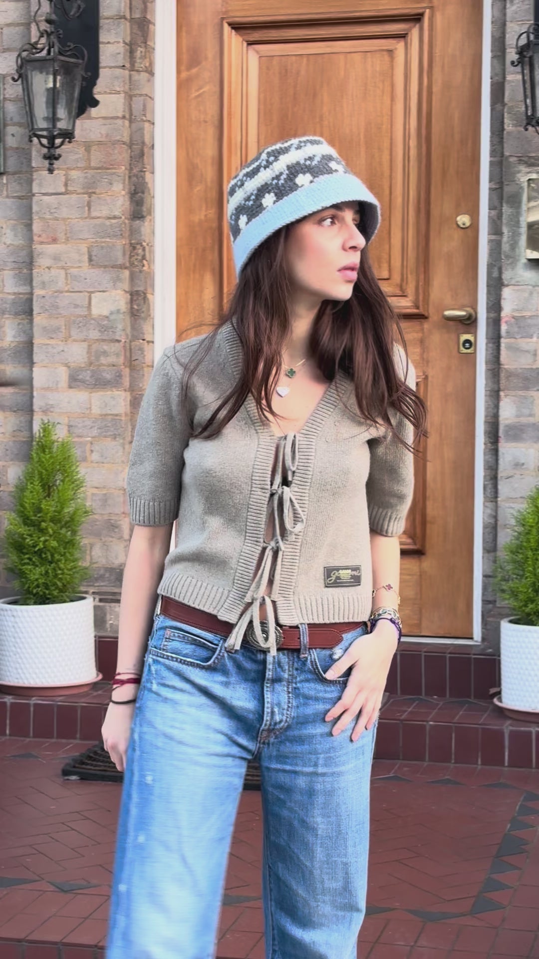 Baby Blue and Grey Wool Bucket Hat