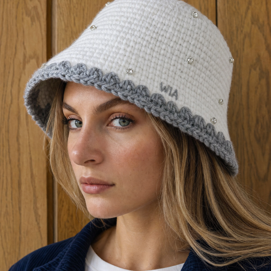 Gem Bucket Hat in White