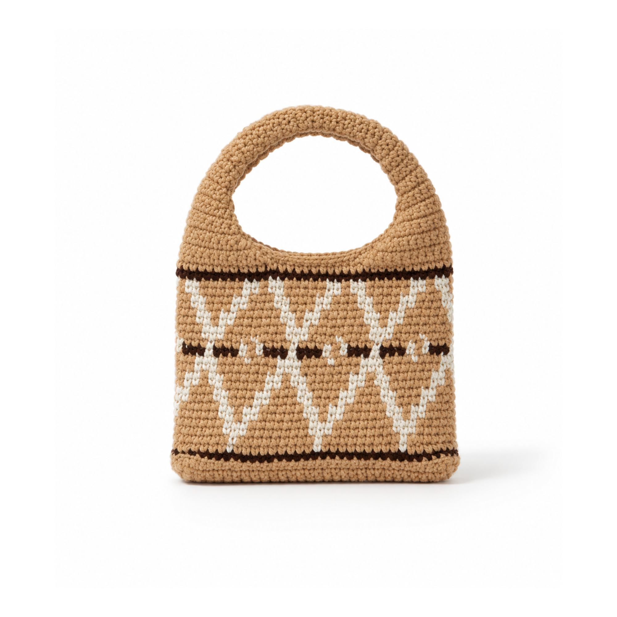 Bej Küçük Wool Hobo Bag