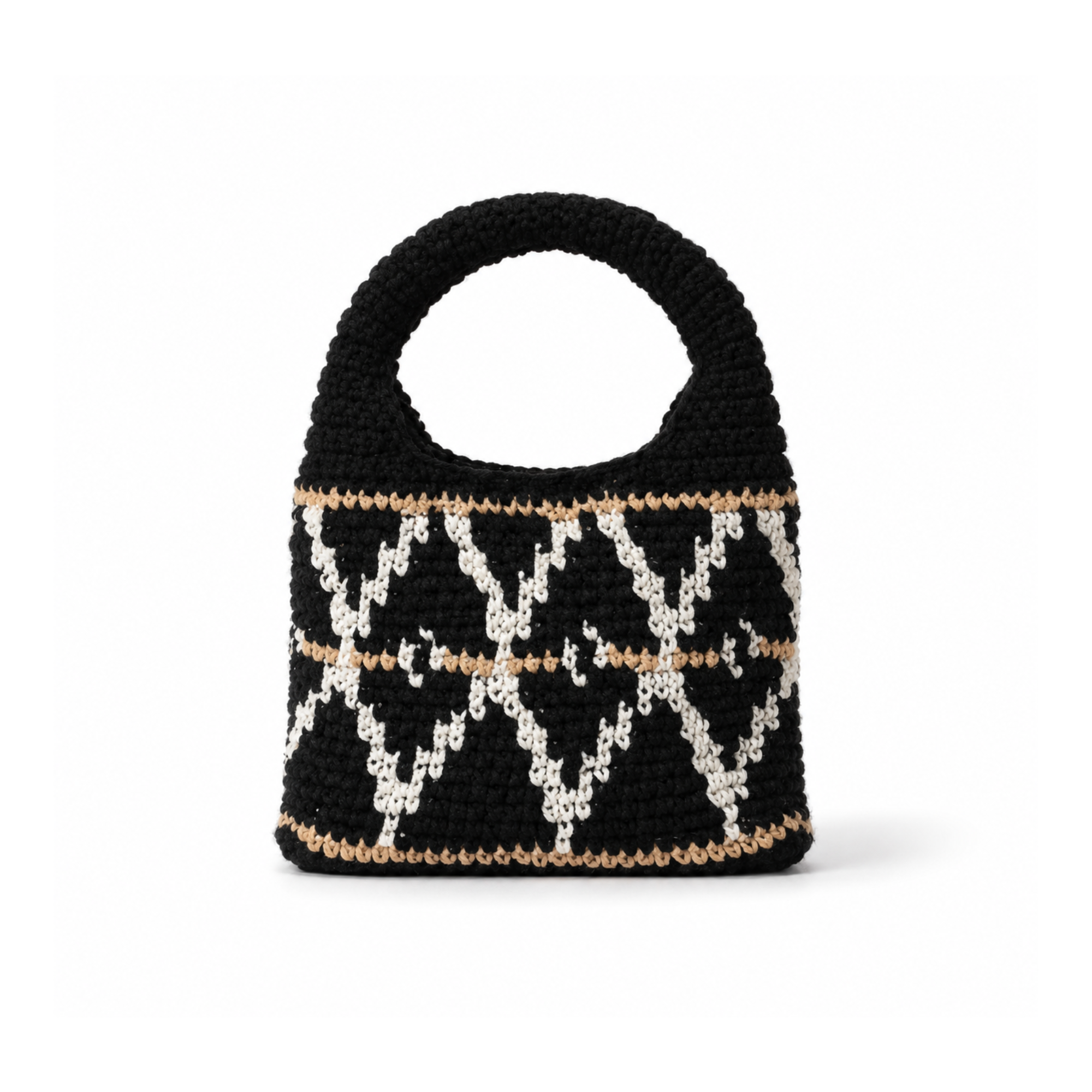 Bej Küçük Wool Hobo Bag