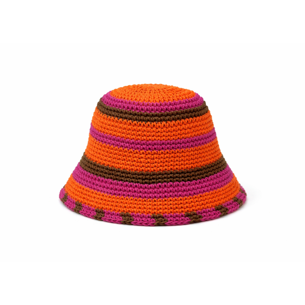 Striped Bucket Hat in Pink & Orange