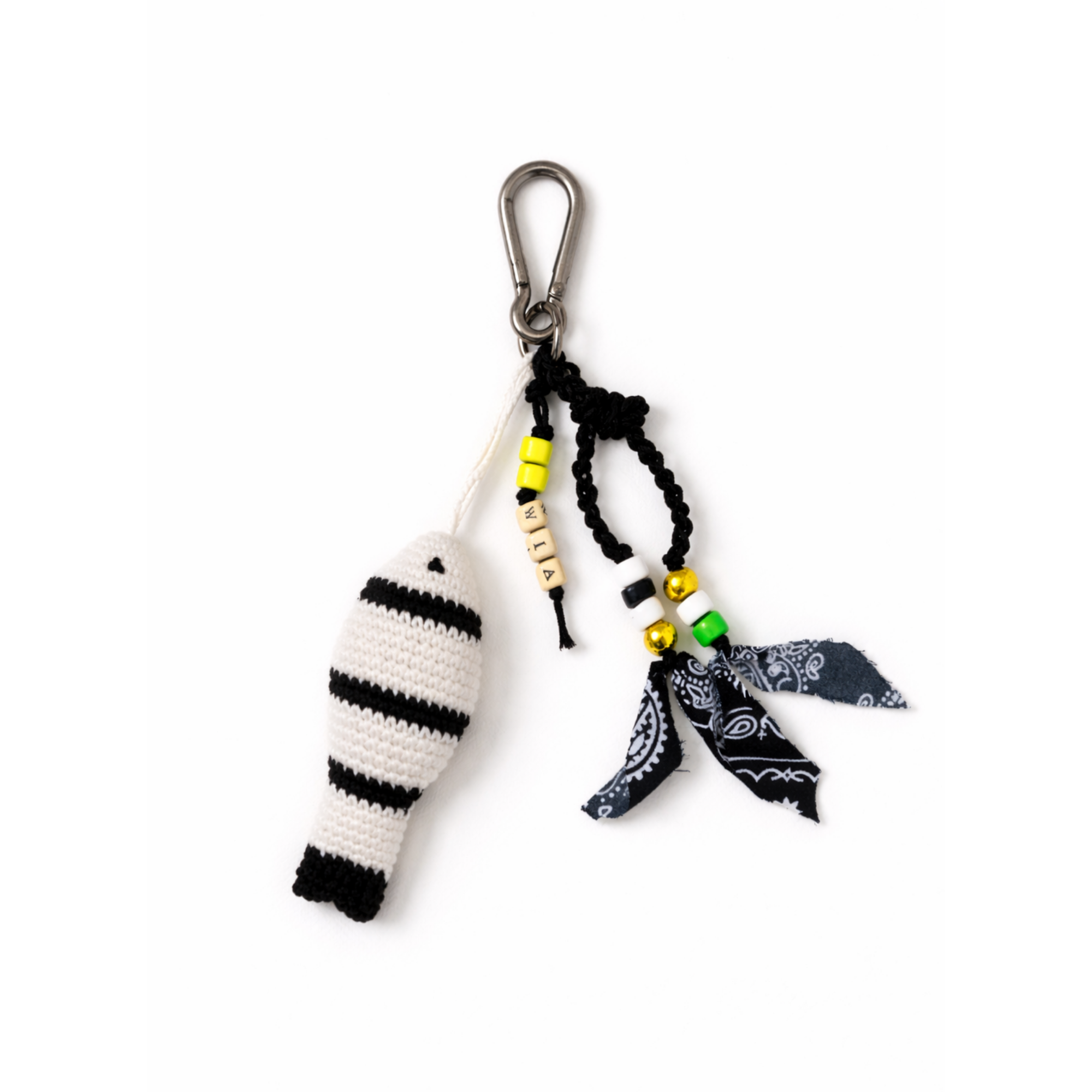 Striped Navy & White Fish Bag Charm