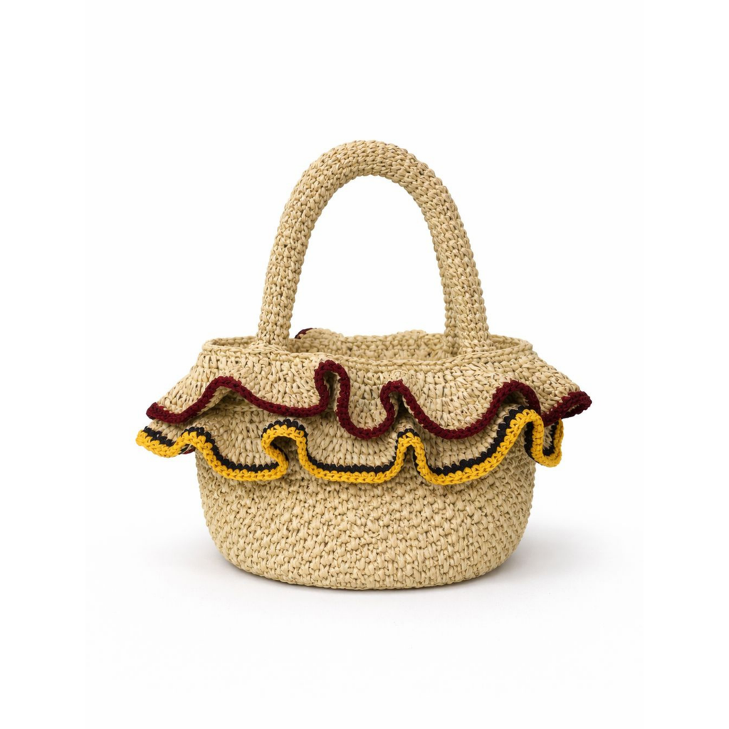Ruffle Basket Bag in Yellow