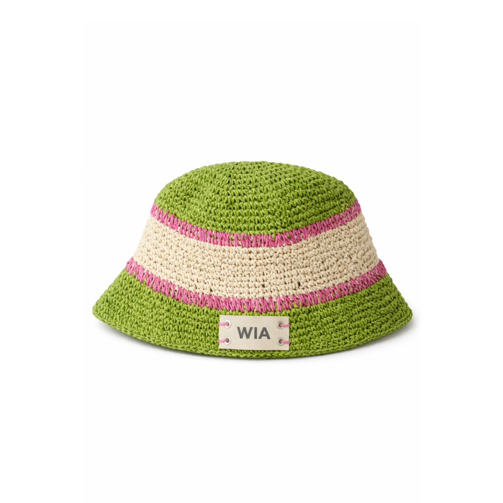 Straw Bucket Hat in Green