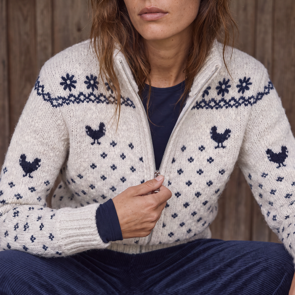 The Cottage Zip in Navy