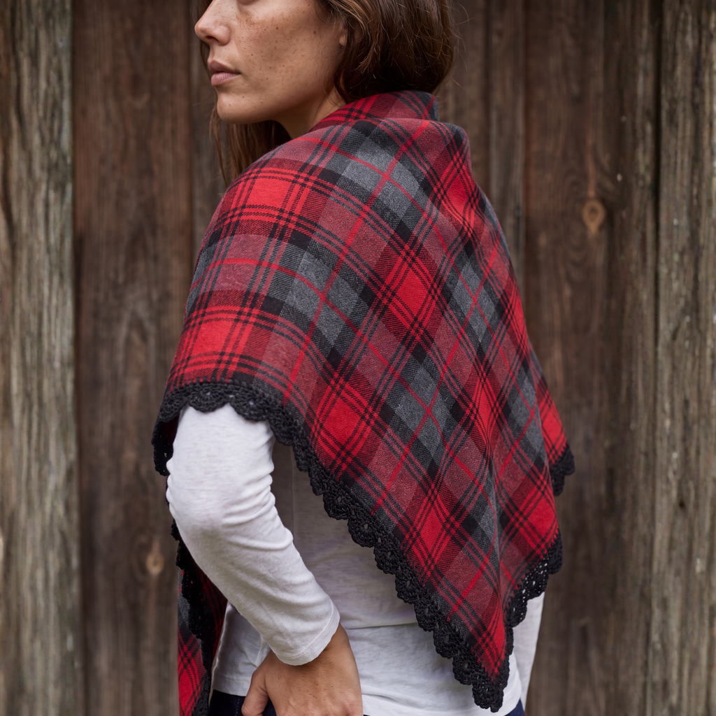 Large Ekosè Shawl Red