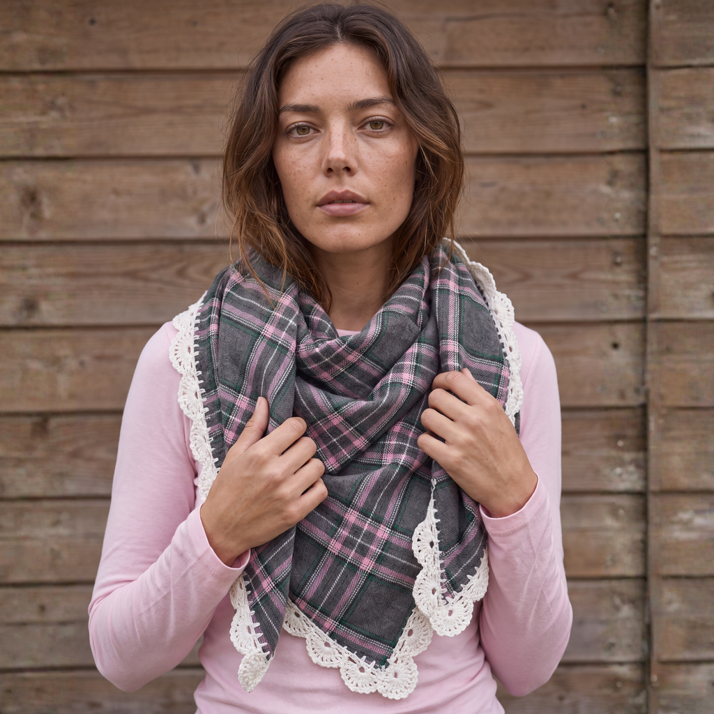 Large Ekosè Shawl Pink