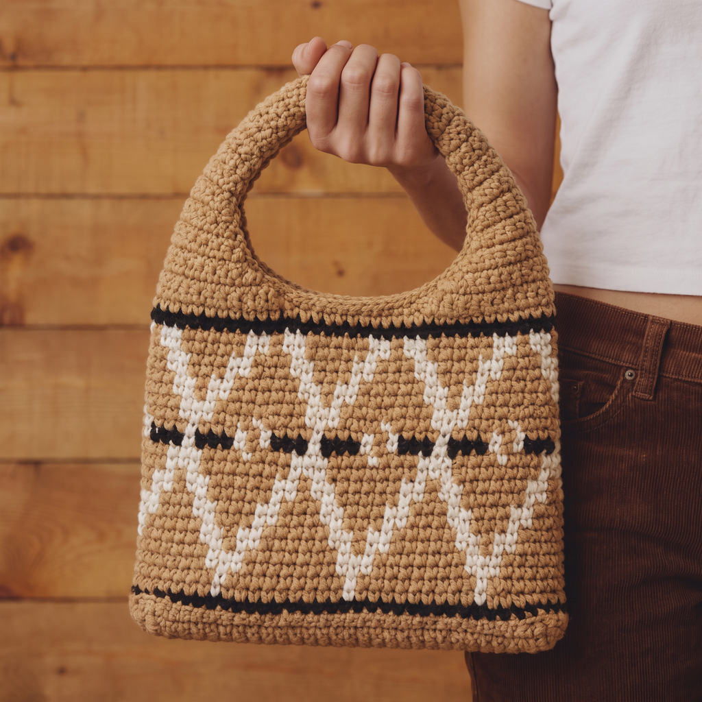 Bej Küçük Wool Hobo Bag