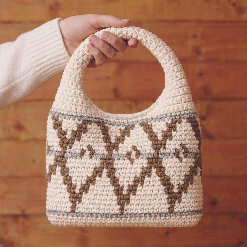 White Small Wool Hobo Bag