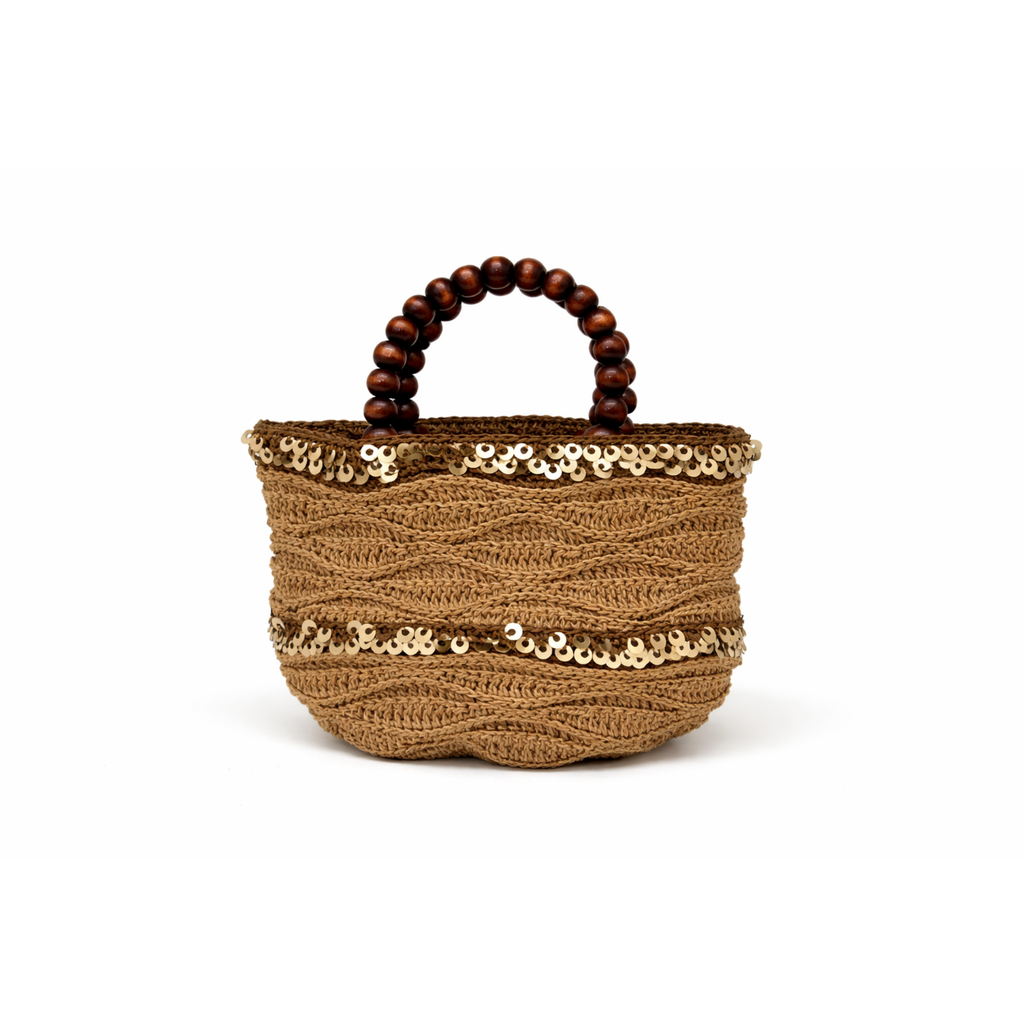 Sequin Beaded Bag in Brown