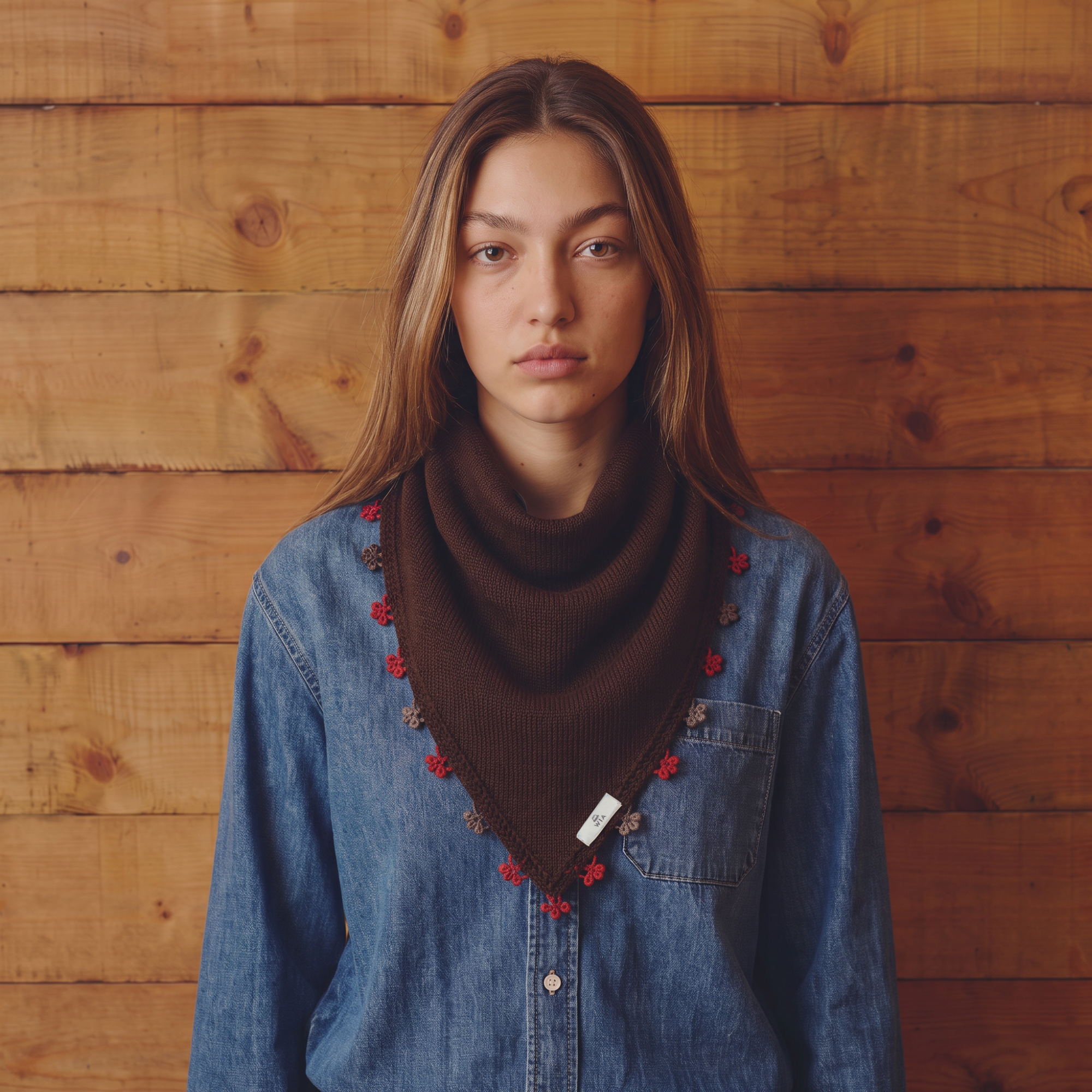Kahverengi Küçük İşlemeli Bandana