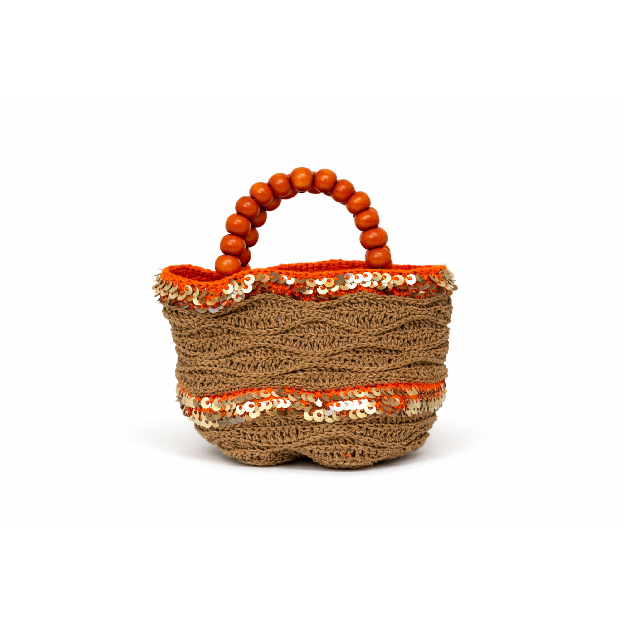 Turuncu Payetli Kova Çanta