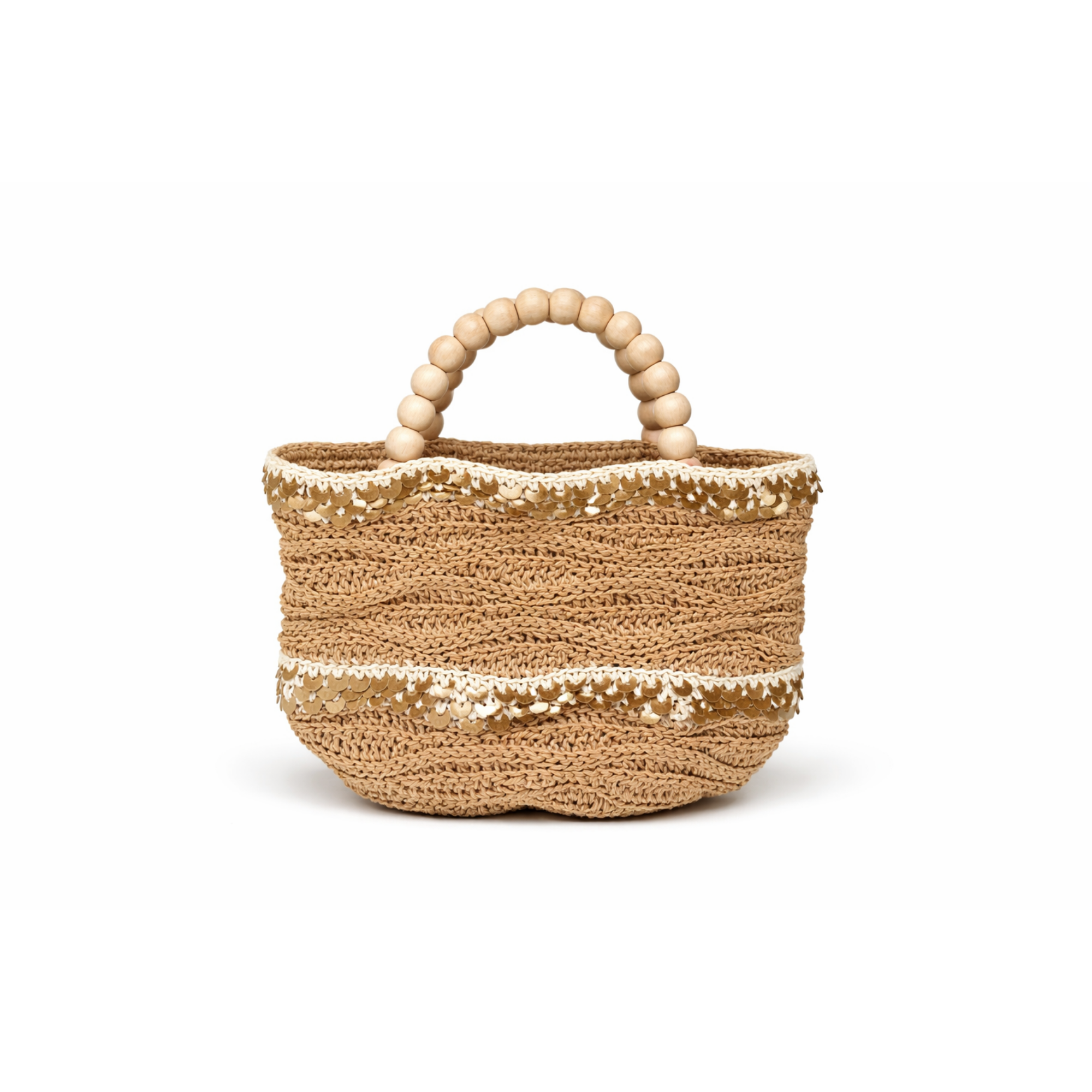 Ekru Payetli Kova Çanta