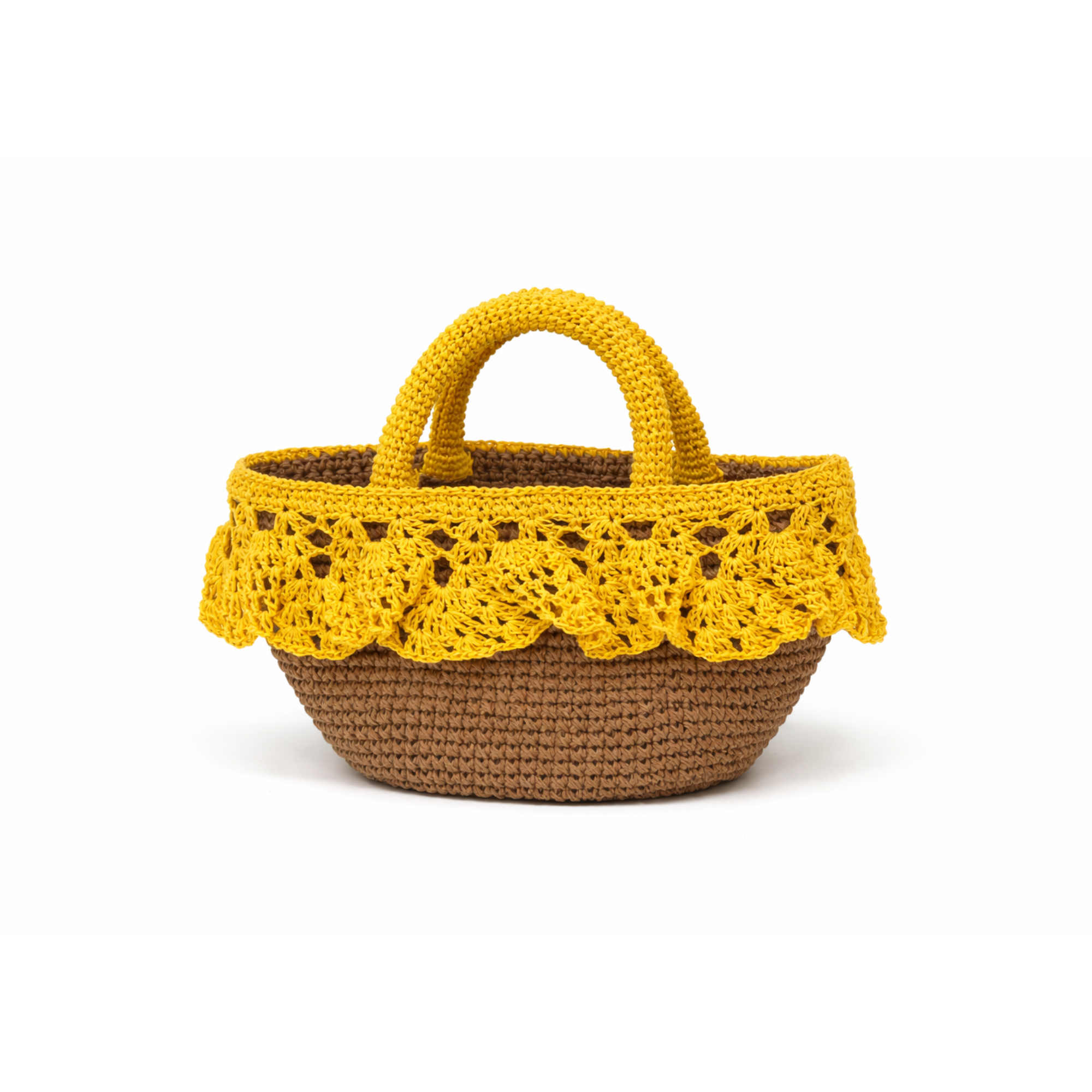Sarı Dantel Sepet Çanta