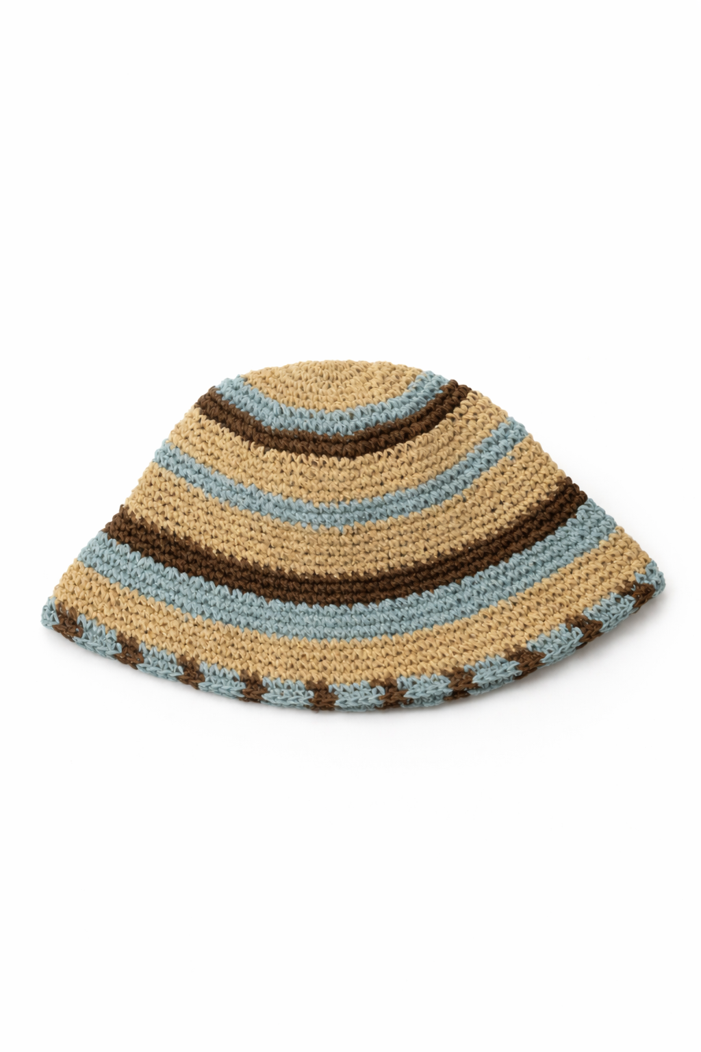 Mavi ve Kahverengi Çizgili Kova Şapka