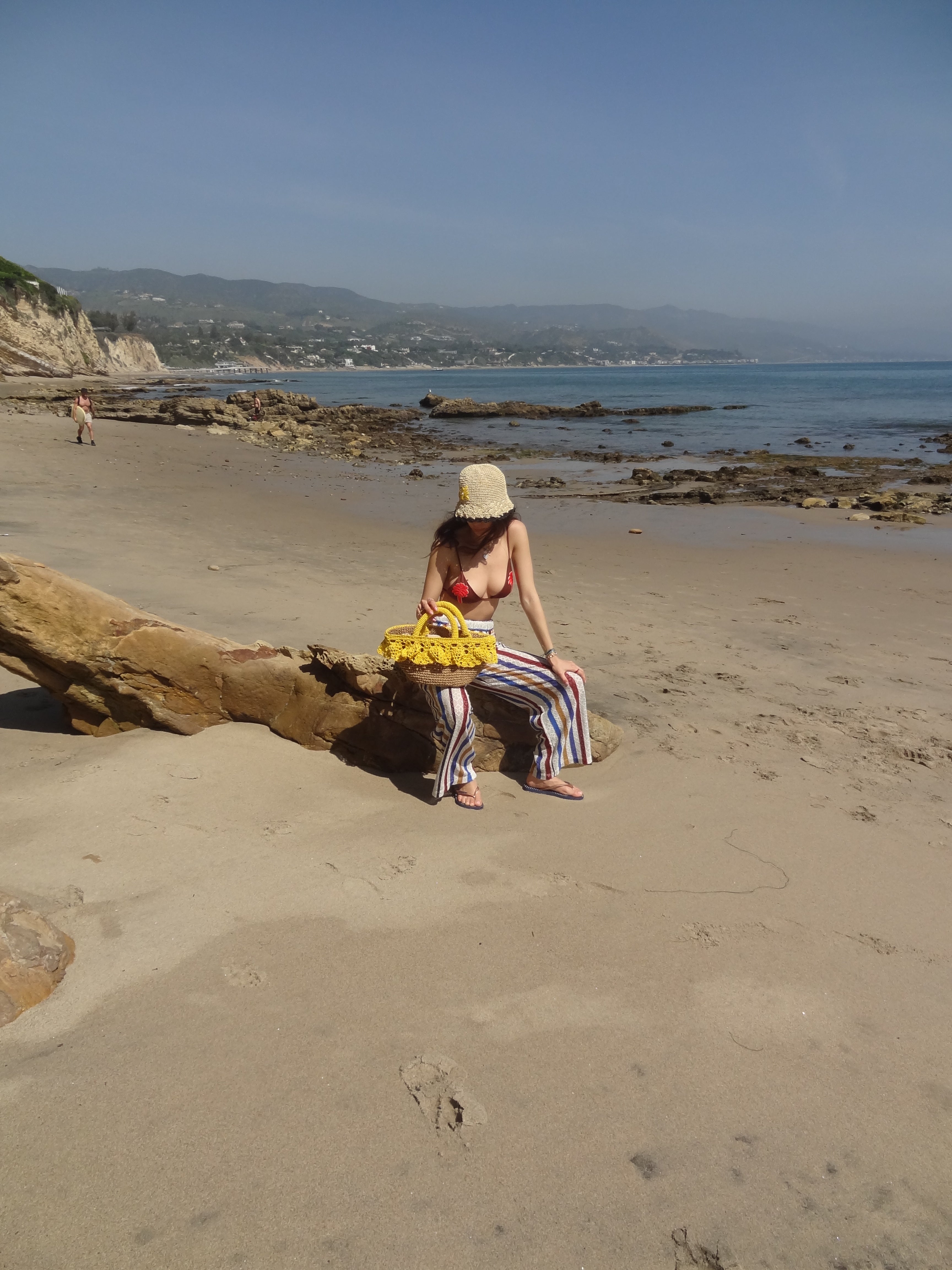 Lace Basket Bag in Yellow