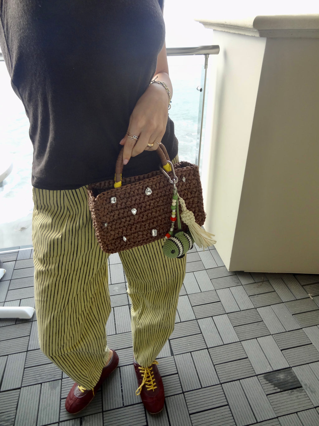 Stud Mini Tote in Brown