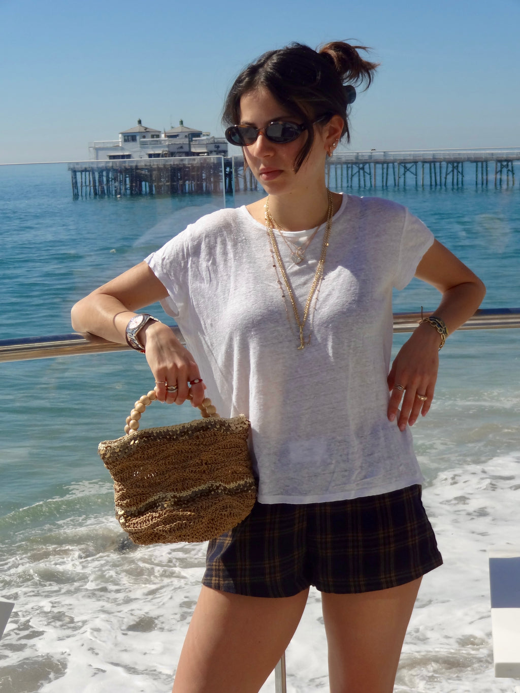Sequin Beaded Bag in Ecru