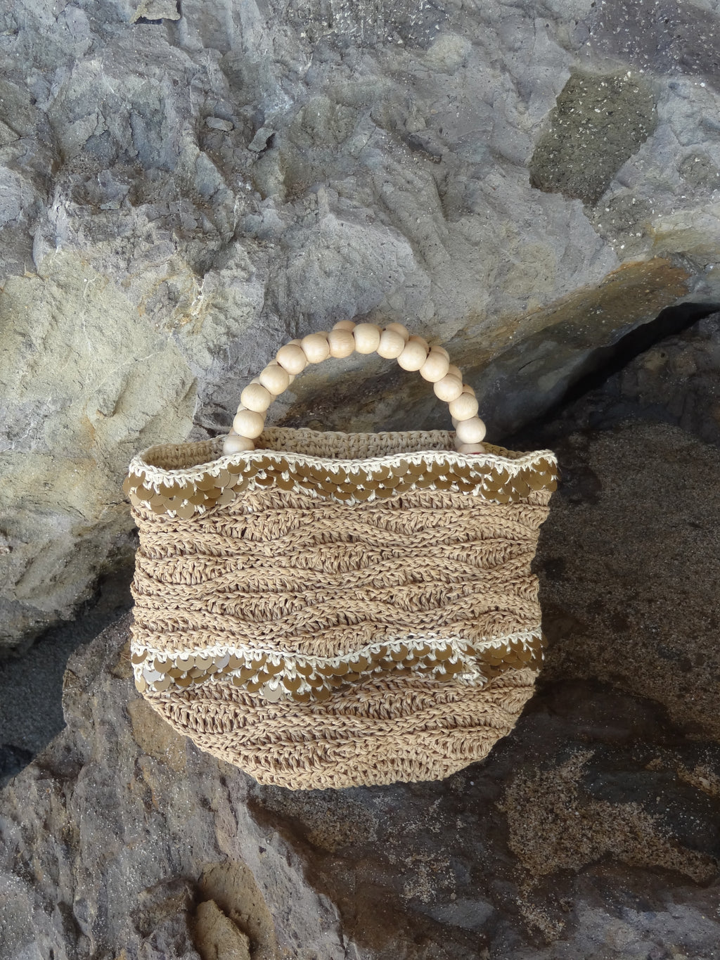 Sequin Beaded Bag in Ecru
