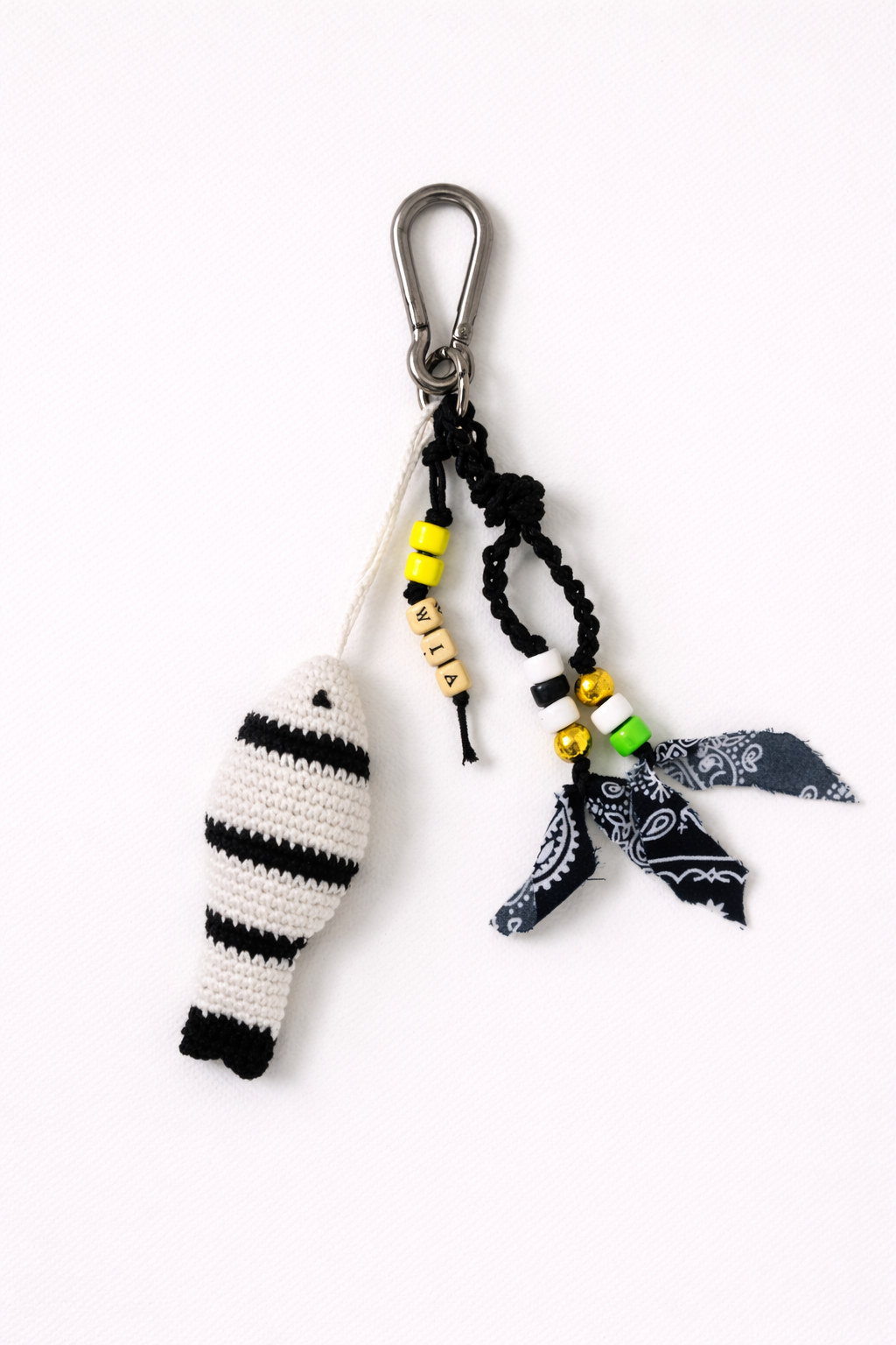 Striped Navy & White Fish Bag Charm