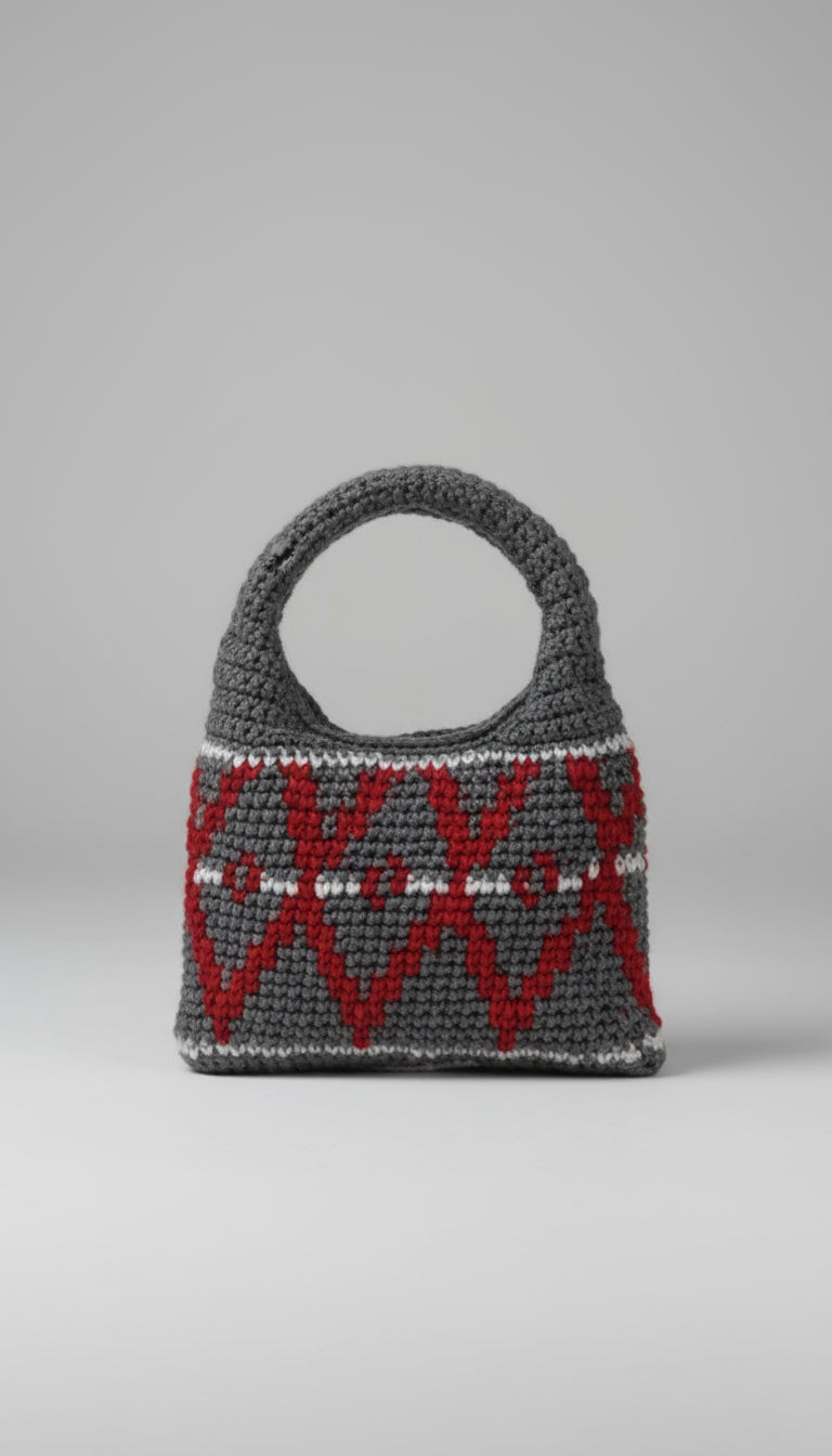 Gri Küçük Yün Hobo Çanta