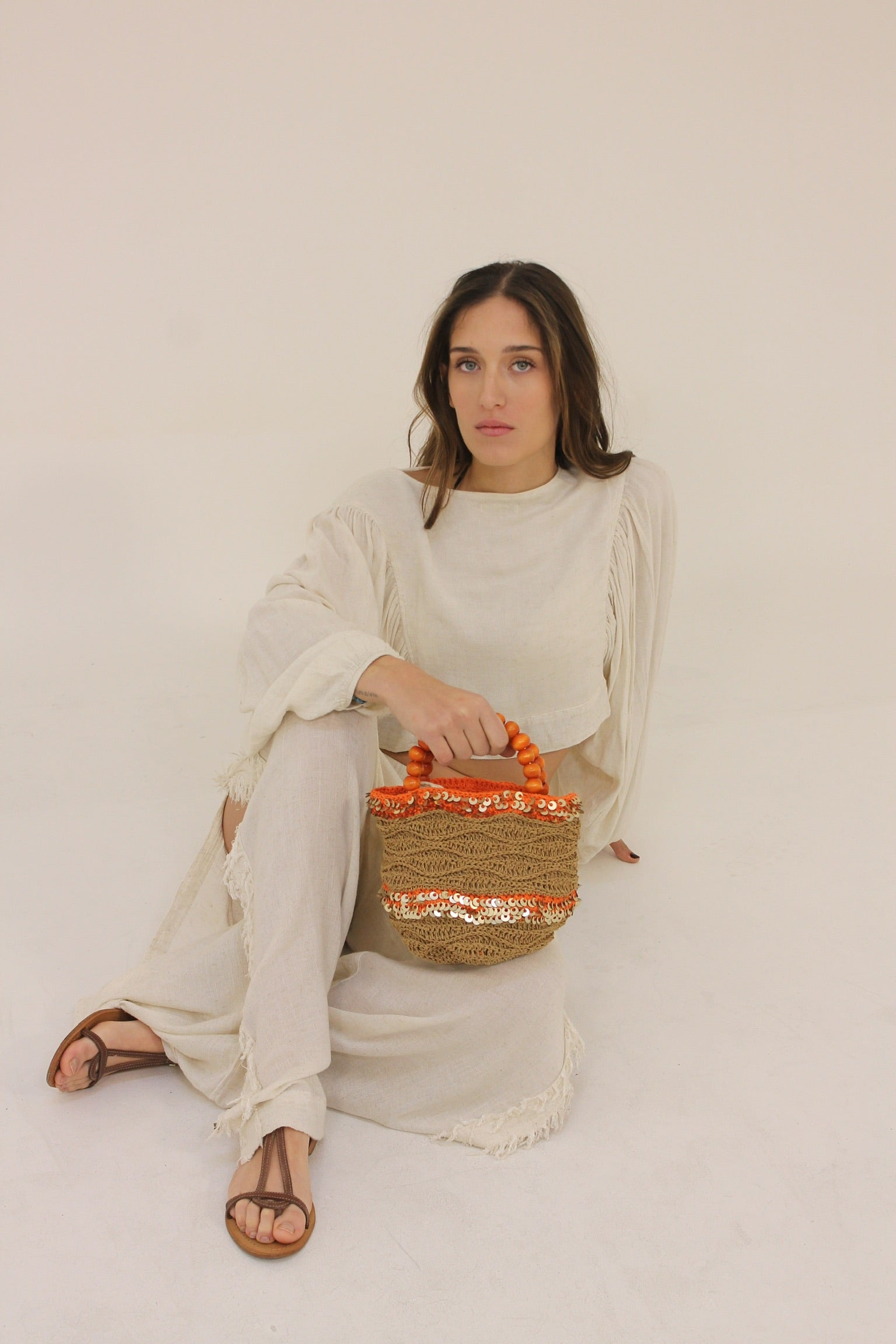 Sequin Beaded Bag in Orange