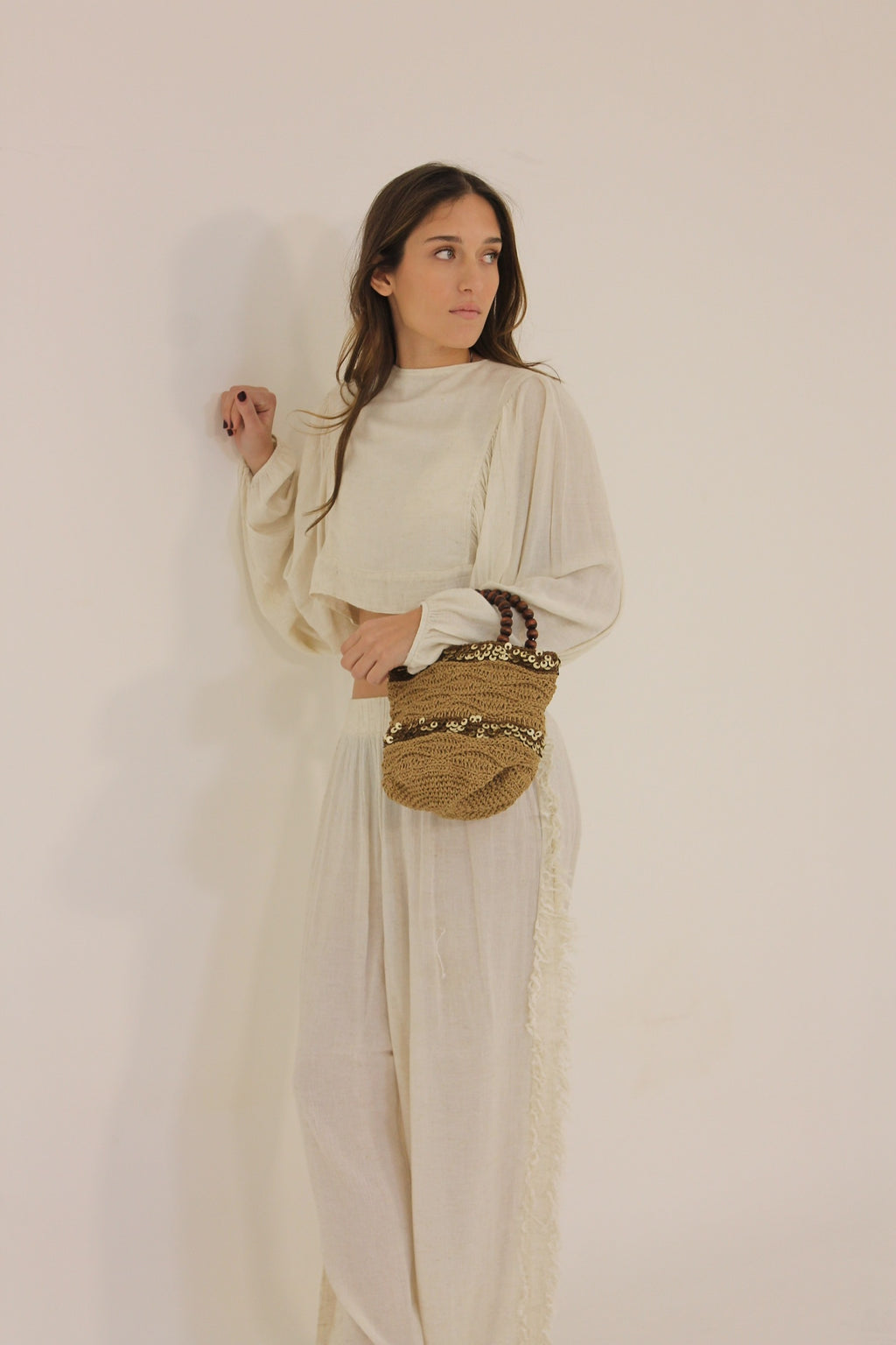 Sequin Beaded Bag in Brown