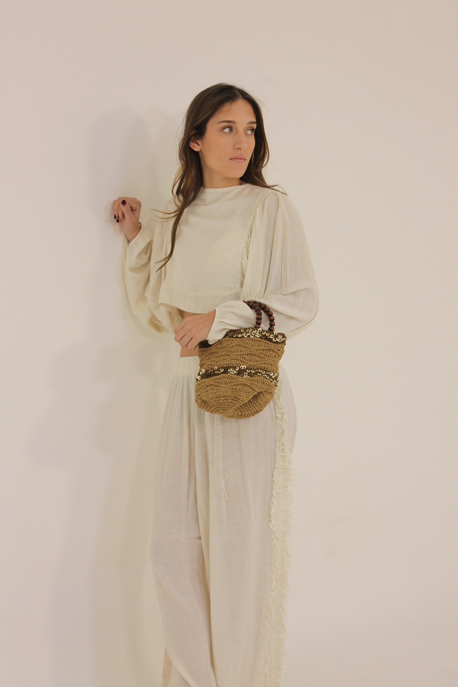 Sequin Beaded Bag in Brown