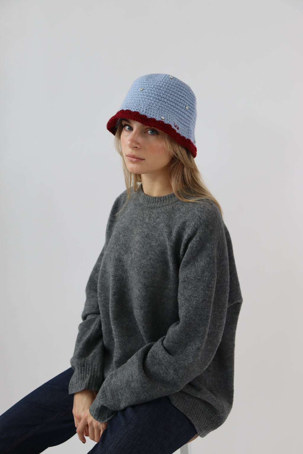 Gem Bucket Hat in Baby Blue