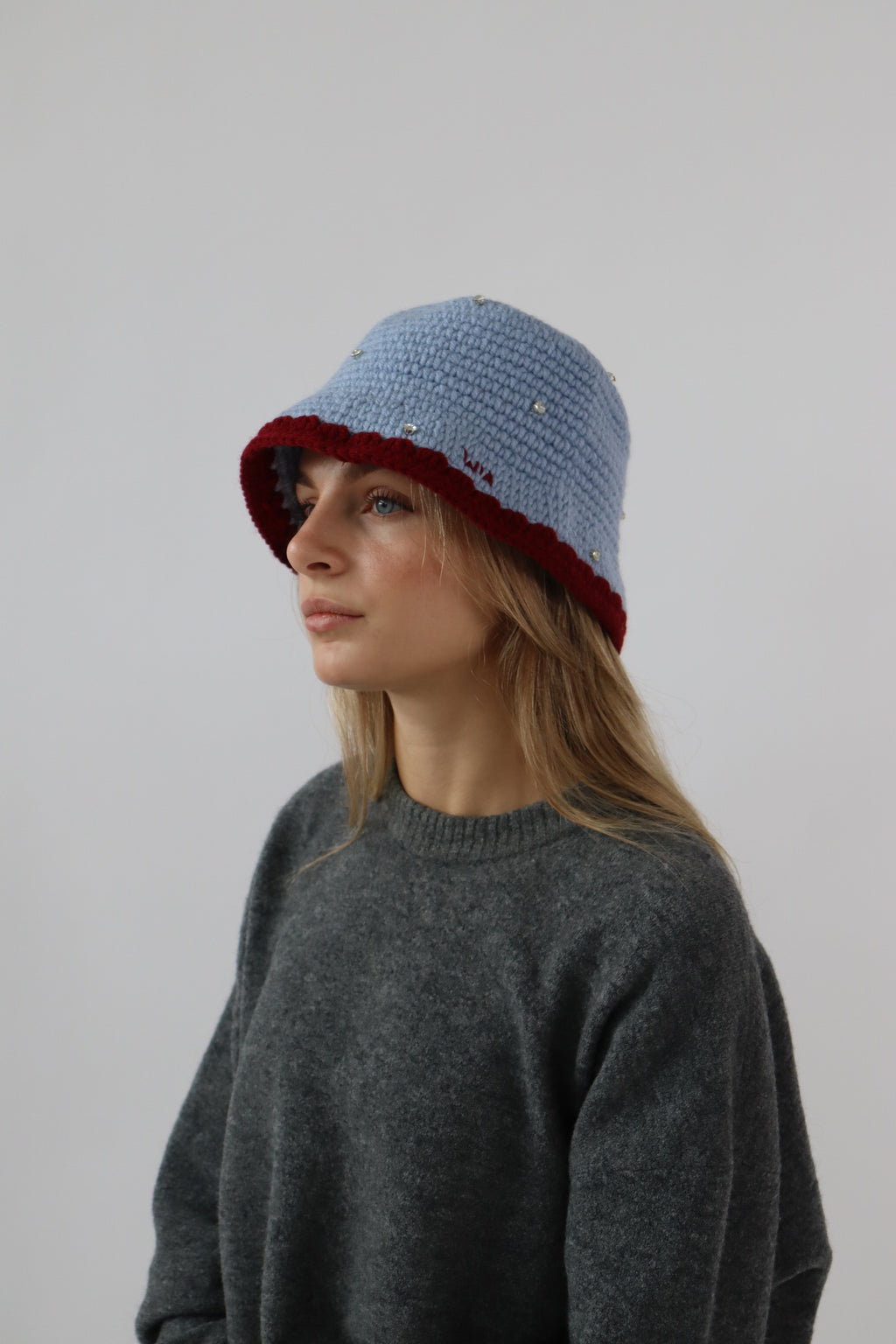 Gem Bucket Hat in Baby Blue