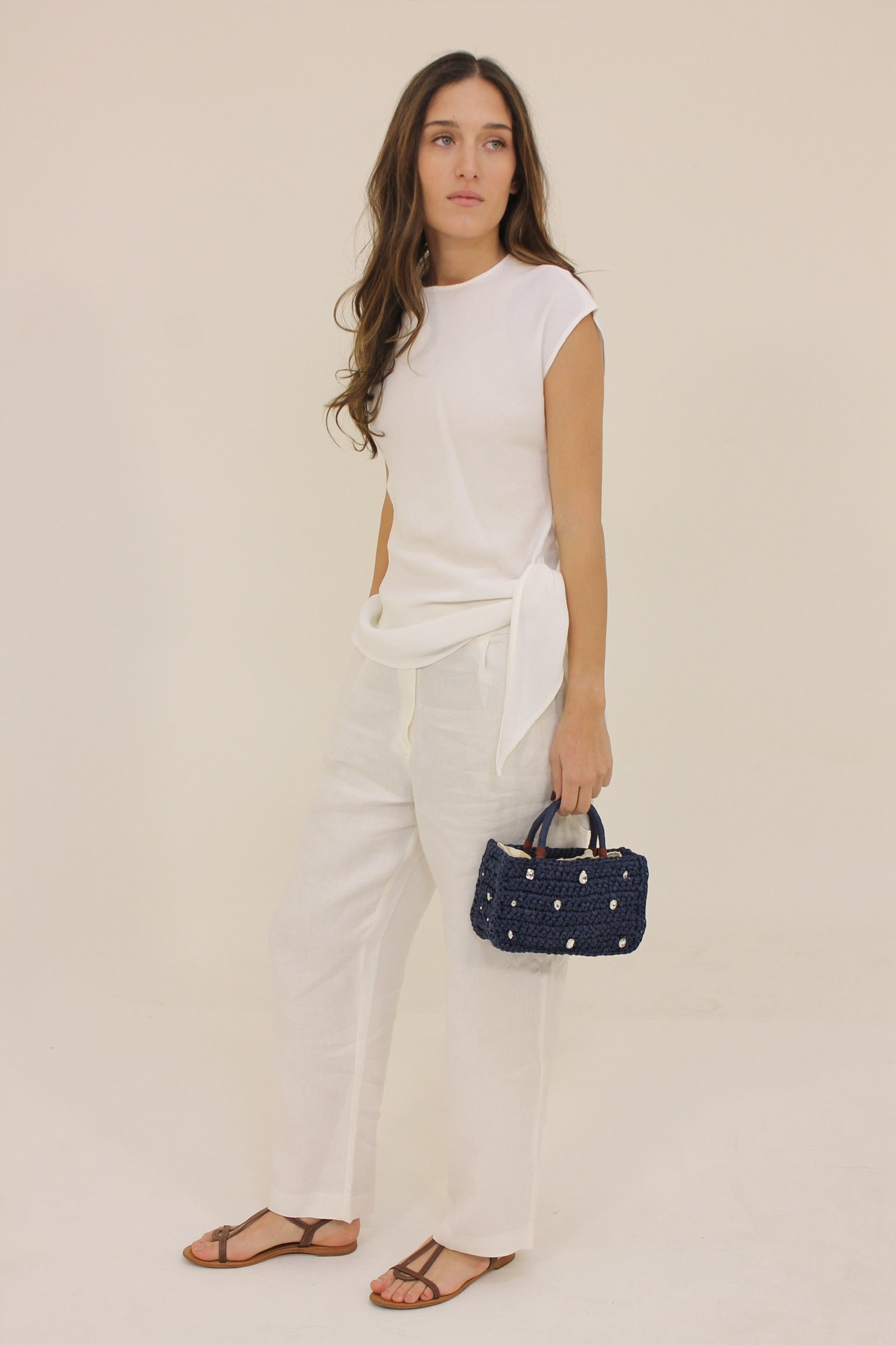Stud Mini Tote in Navy