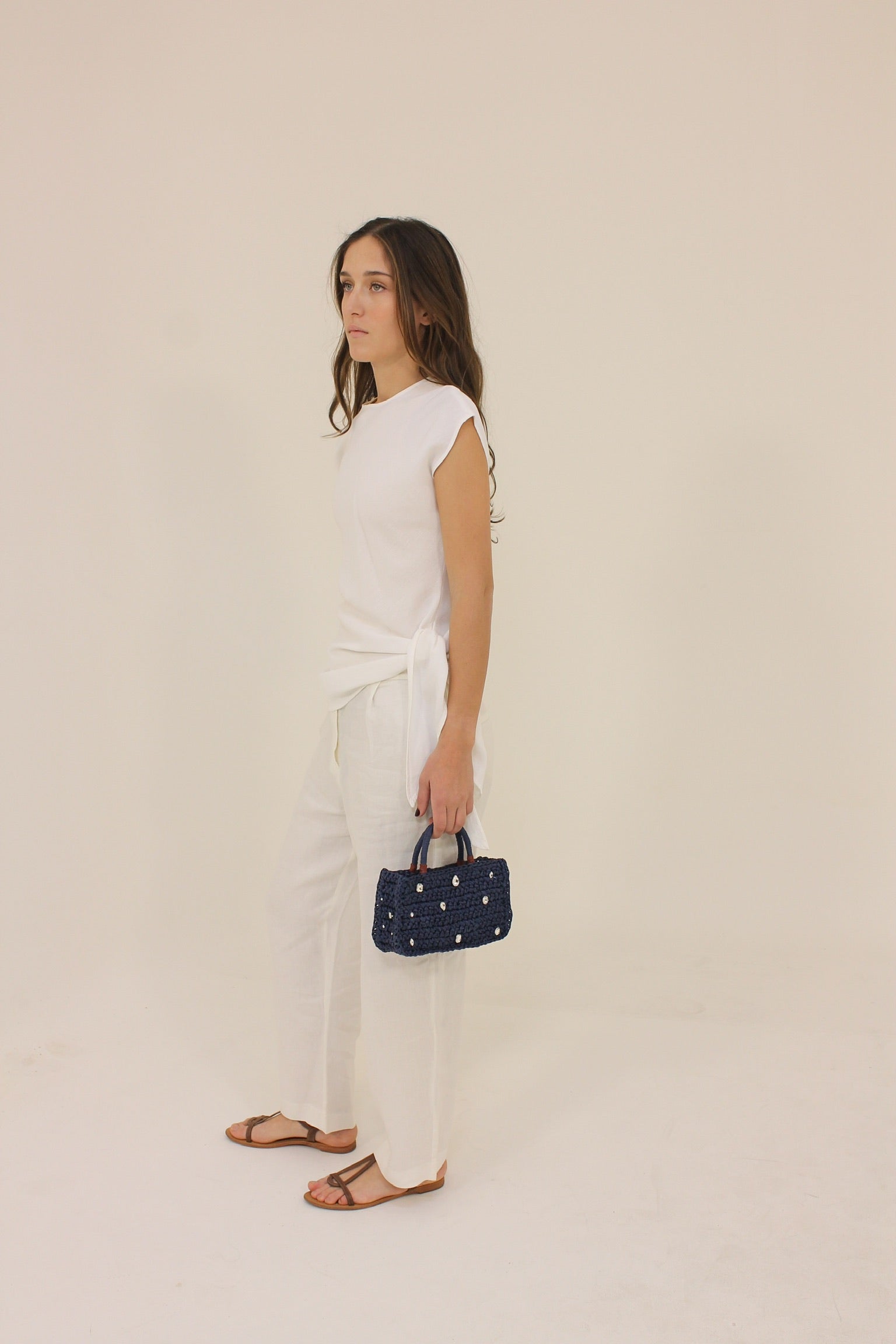 Stud Mini Tote in Navy