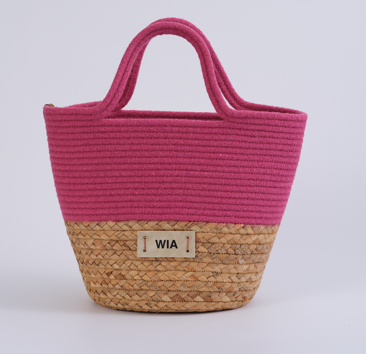 Pink Color-Block Bucket Bag