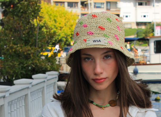 Cherry Straw Bucket Hat