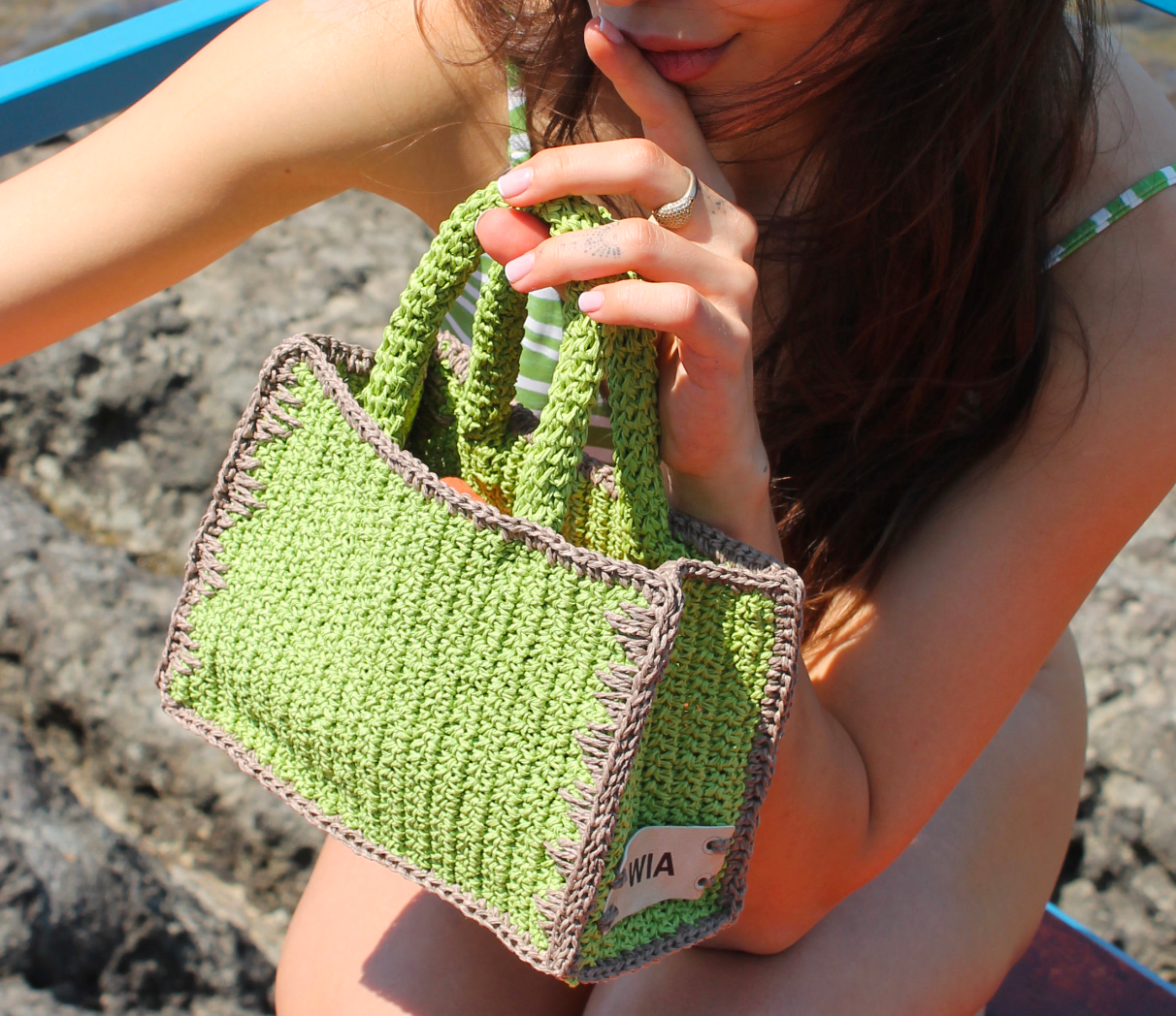 Lili Bag in Green and Taupe