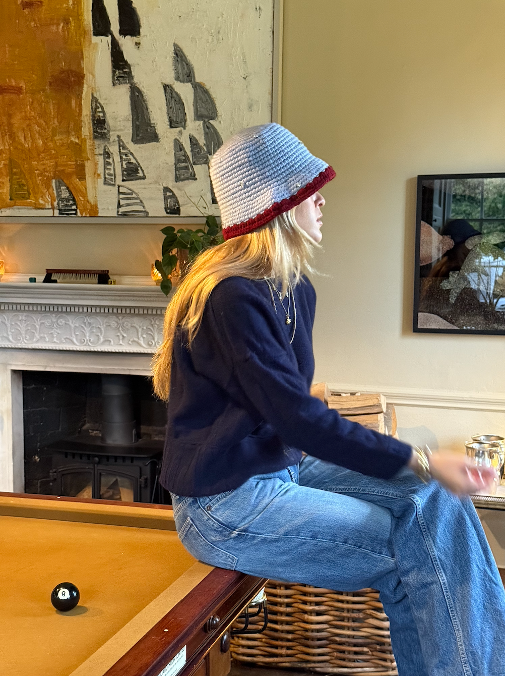 Gem Bucket Hat in Baby Blue