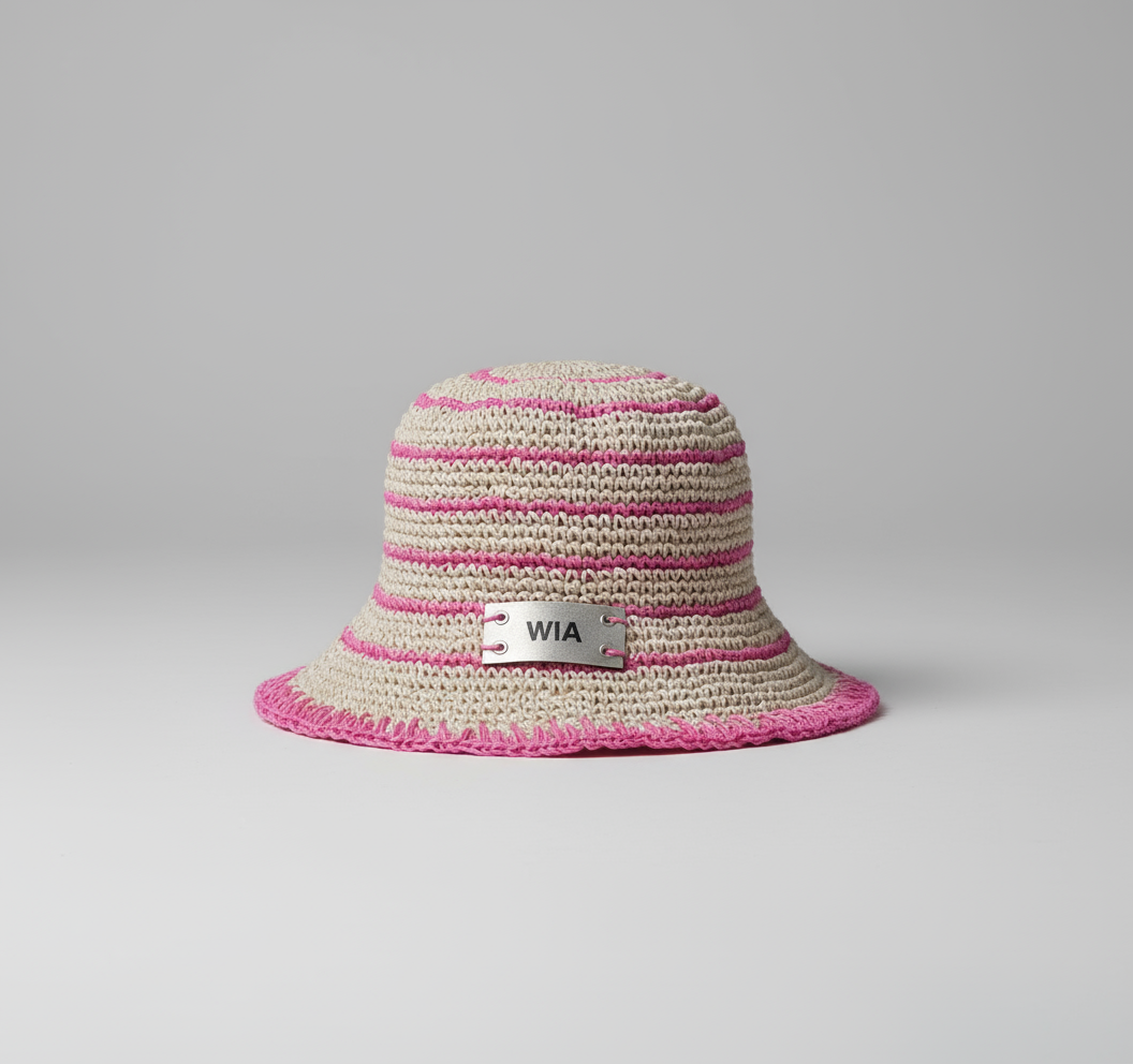 Pembe Çizgili Kova Şapka